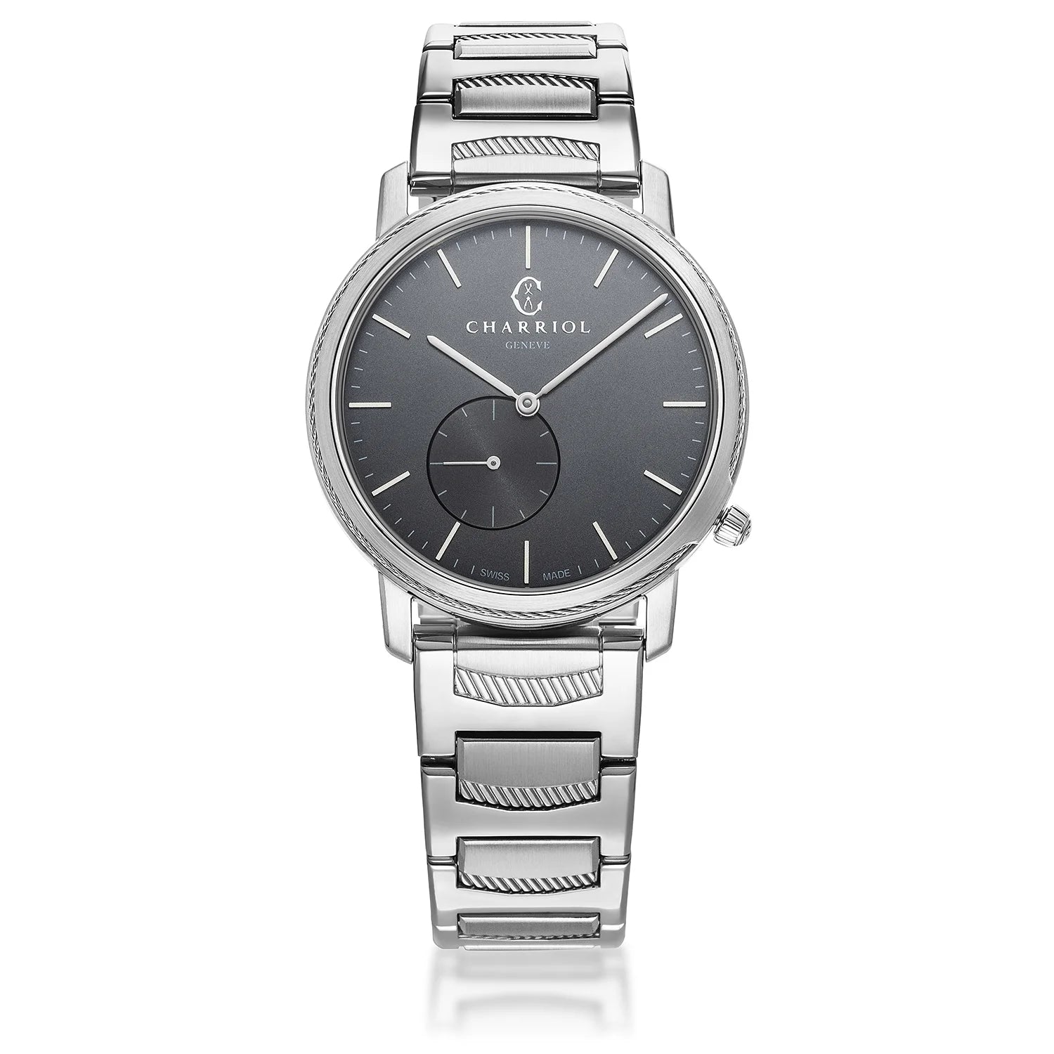 CELTIC LEGACY, 40MM, QUARTZ CALIBRE, GREY ANTHRACITE DIAL, STEEL BEZEL, STEEL BRACELET - Charriol Geneve - Watch