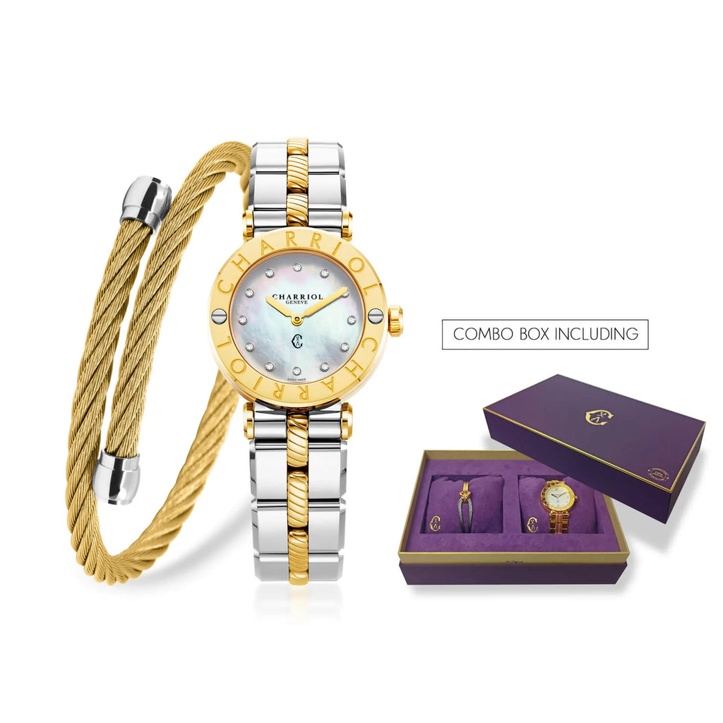 Combo Set Jeanne – Elegant Watch & Cable Bangle Duo
