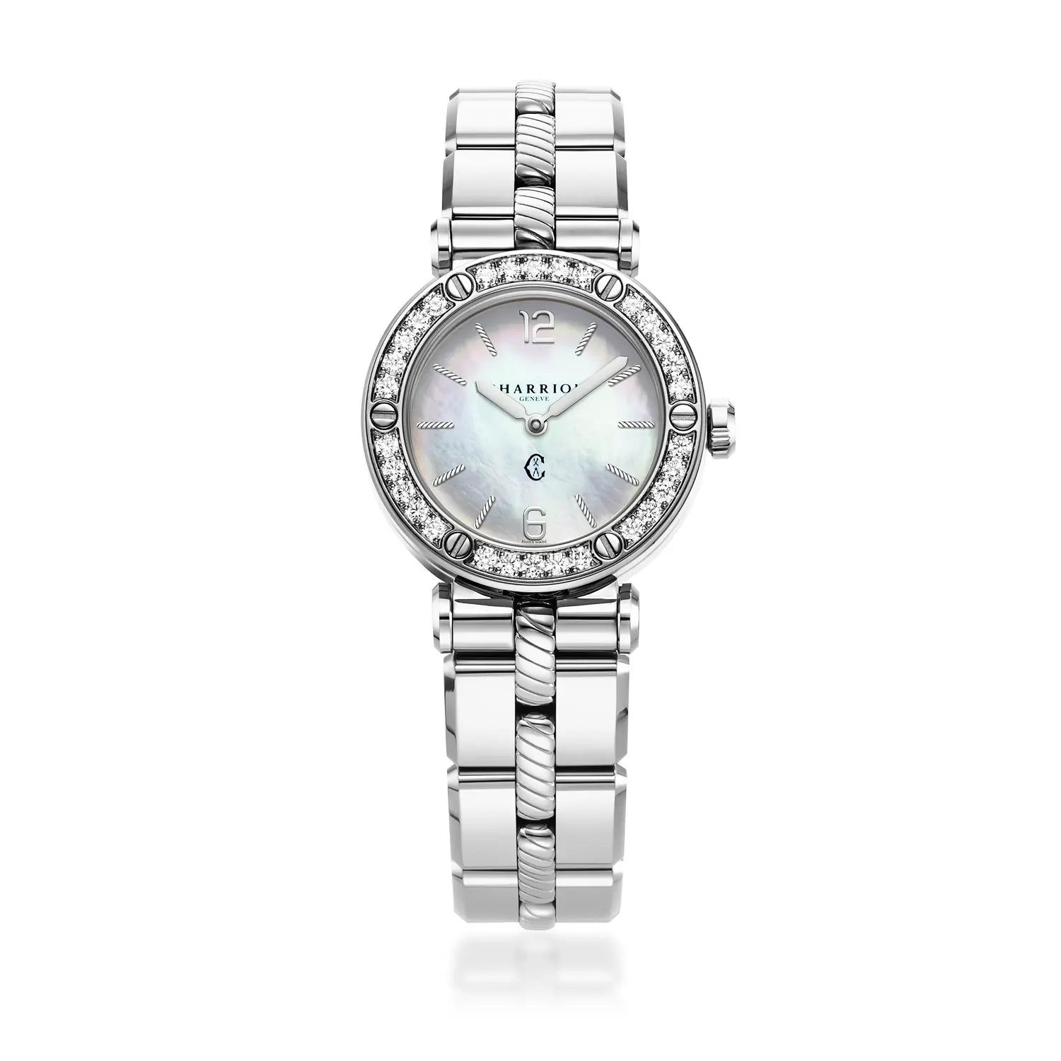 NAVIGATOR CRUISE, 28MM, QUARTZ CALIBRE, MOTHER-OF-PEARL DIAL, 30 DIAMONDS BEZEL, STEEL INTERCHANGEABLE BRACELET - Charriol Geneve - Watch