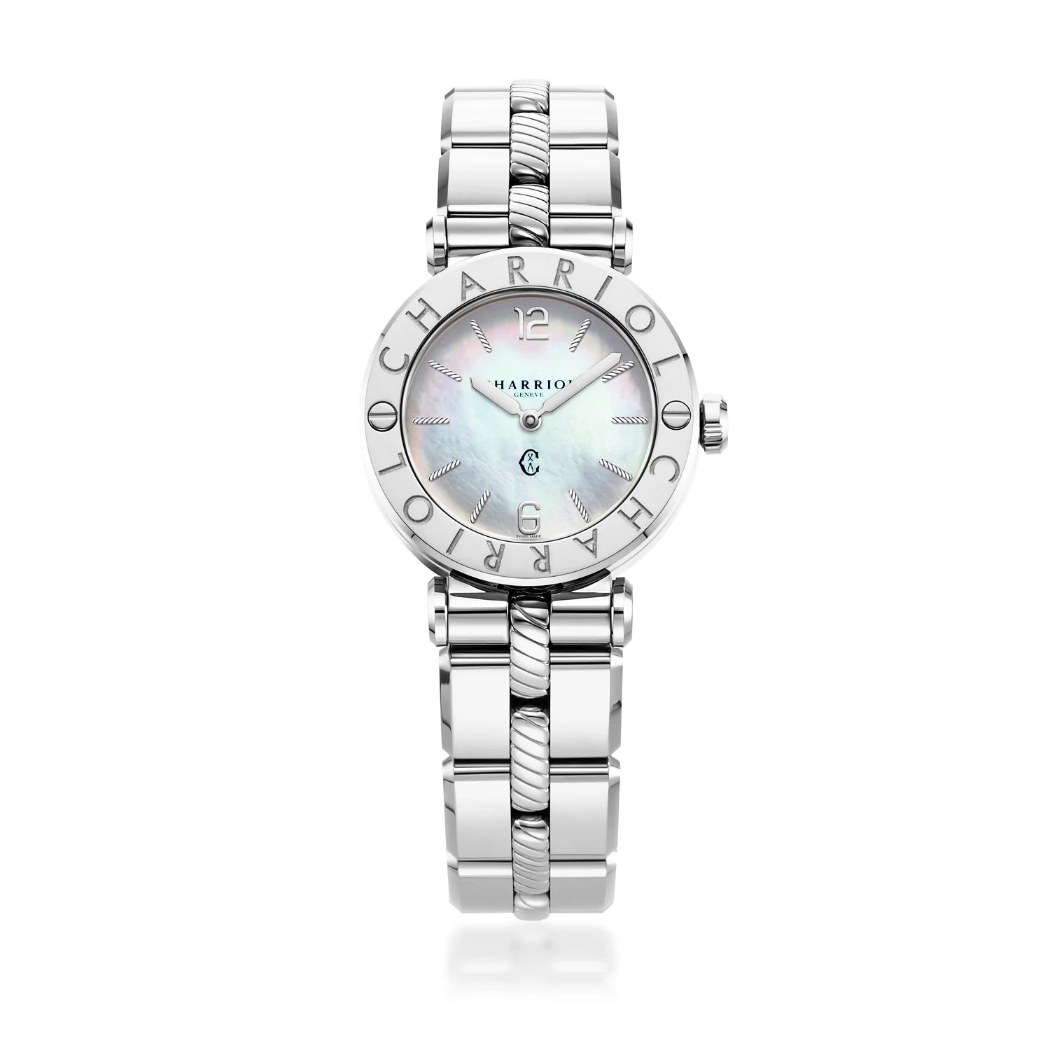 NAVIGATOR CRUISE, 28MM, QUARTZ CALIBRE, MOTHER-OF-PEARL DIAL, ""CHARRIOL CHARRIOL"" BEZEL, STEEL INTERCHANGEABLE BRACELET" - Charriol Geneve - Watch
