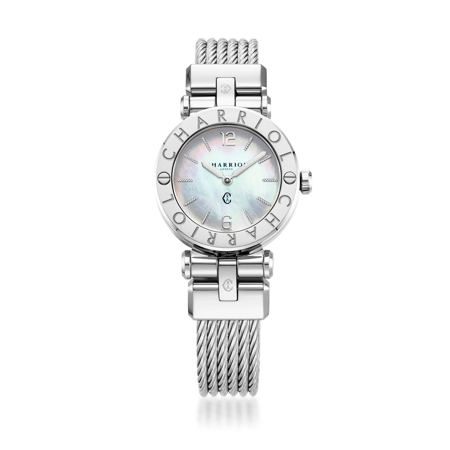 NAVIGATOR CRUISE, 28MM, QUARTZ CALIBRE, MOTHER-OF-PEARL DIAL, "CHARRIOL CHARRIOL" BEZEL, STEEL CABLE INTERCHANGEABLE BRACELET - Charriol Geneve - Watch