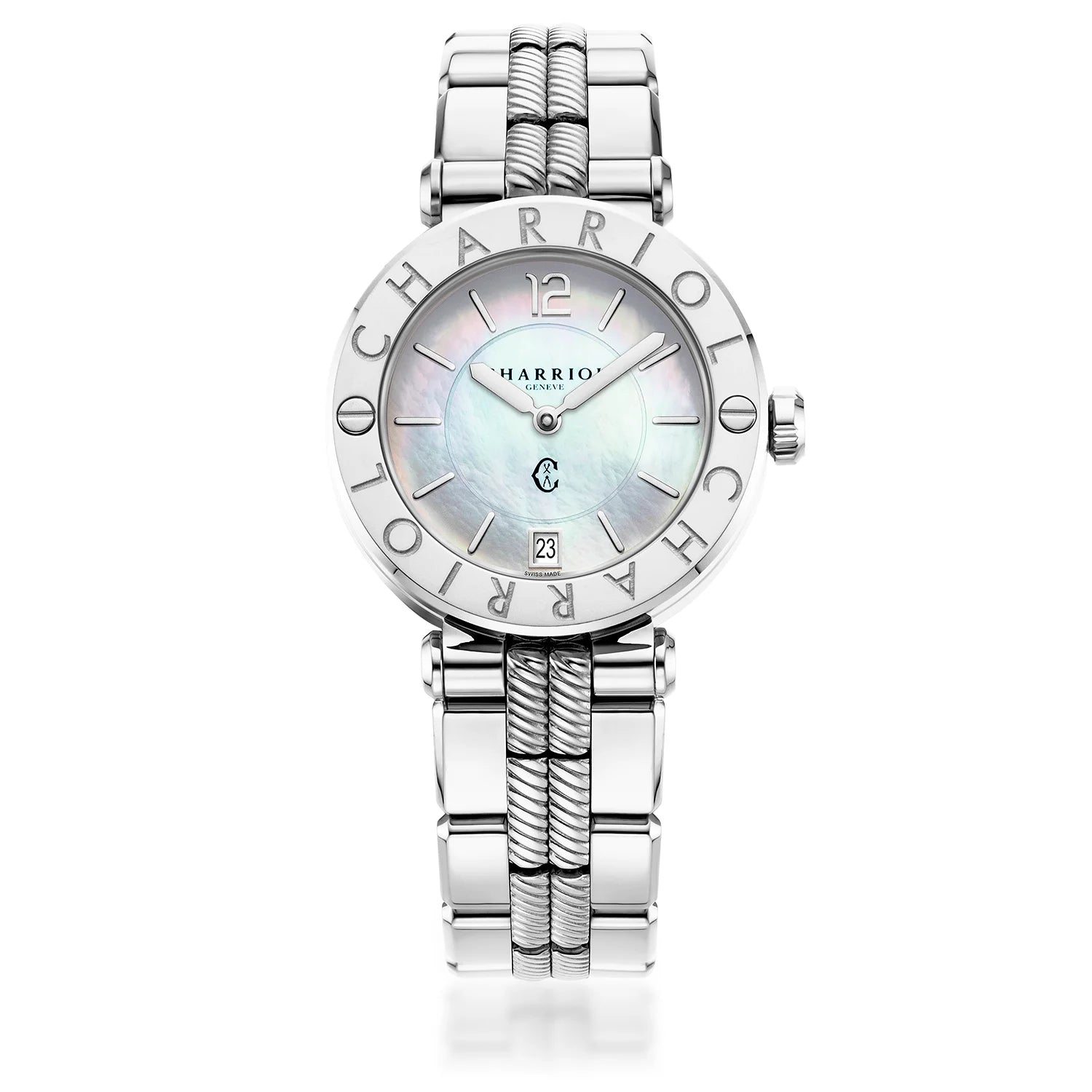 NAVIGATOR CRUISE, 36MM, QUARTZ CALIBRE, MOTHER-OF-PEARL DIAL, "CHARRIOL CHARRIOL" BEZEL, STEEL INTERCHANGEABLE BRACELET - Charriol Geneve - Watch
