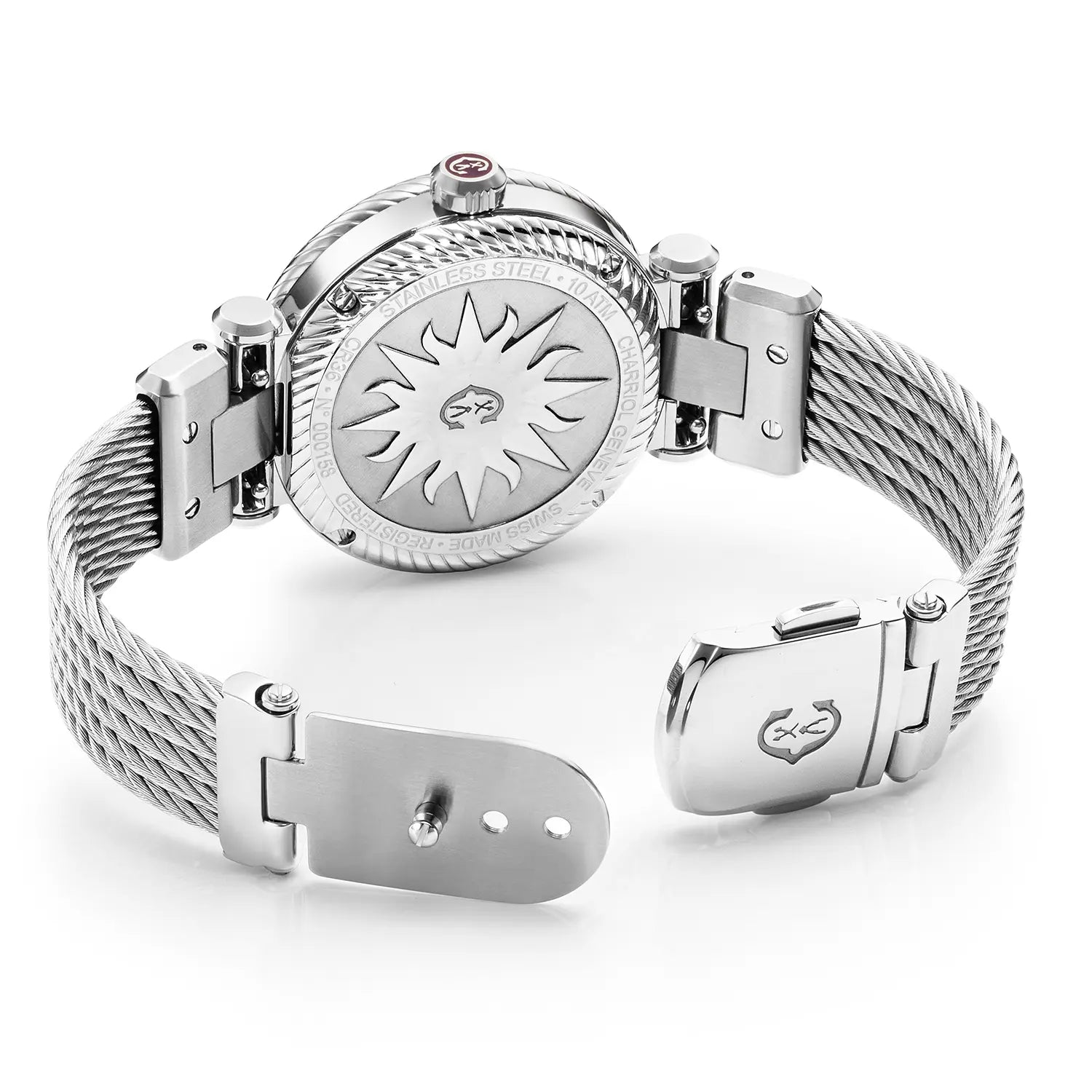 NAVIGATOR CRUISE, 36MM, QUARTZ CALIBRE, MOTHER-OF-PEARL WITH 10 DIAMONDS DIAL, "CHARRIOL CHARRIOL" BEZEL, STEEL CABLE INTERCHEANGEABLE STRAP - Charriol Geneve - Watch