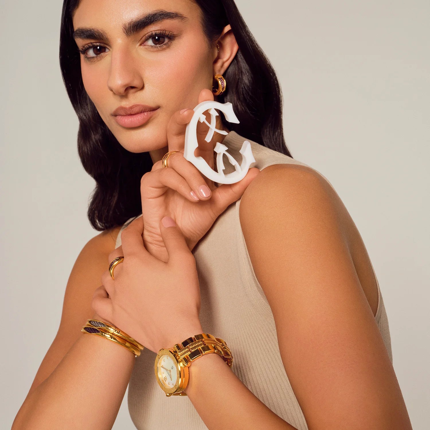 NAVIGATOR CRUISE, 36MM, QUARTZ CALIBRE, MOTHER-OF-PEARL WITH 10 DIAMONDS DIAL, "CHARRIOL CHARRIOL" BEZEL, STEEL YELLOW GOLD PVD INTERCHANGEABLE BRACELET - Charriol Geneve - Watch