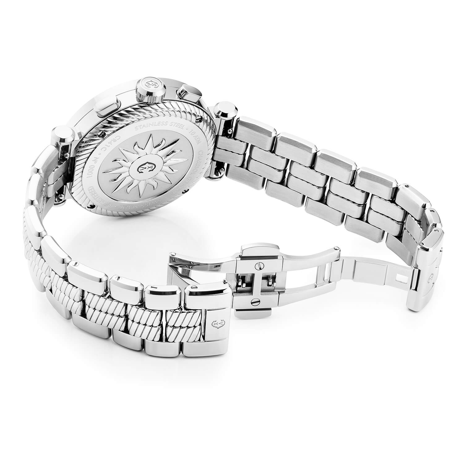 NAVIGATOR CRUISE, 41MM, QUARTZ CHRONOGRAPH CALIBRE, WHITE DIAL, "CHARRIOL CHARRIOL" BEZEL, STEEL INTERCHANGEABLE BRACELET - Charriol Geneve - Watch