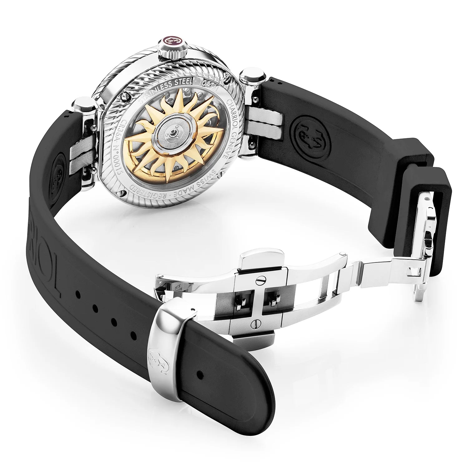 NAVIGATOR SURF, 36MM, AUTOMATIC CALIBRE, PRUNE DIAL, BLACK BEZEL, BLACK RUBBER INTERCHANGEABLE BRACELET - Charriol - Watch