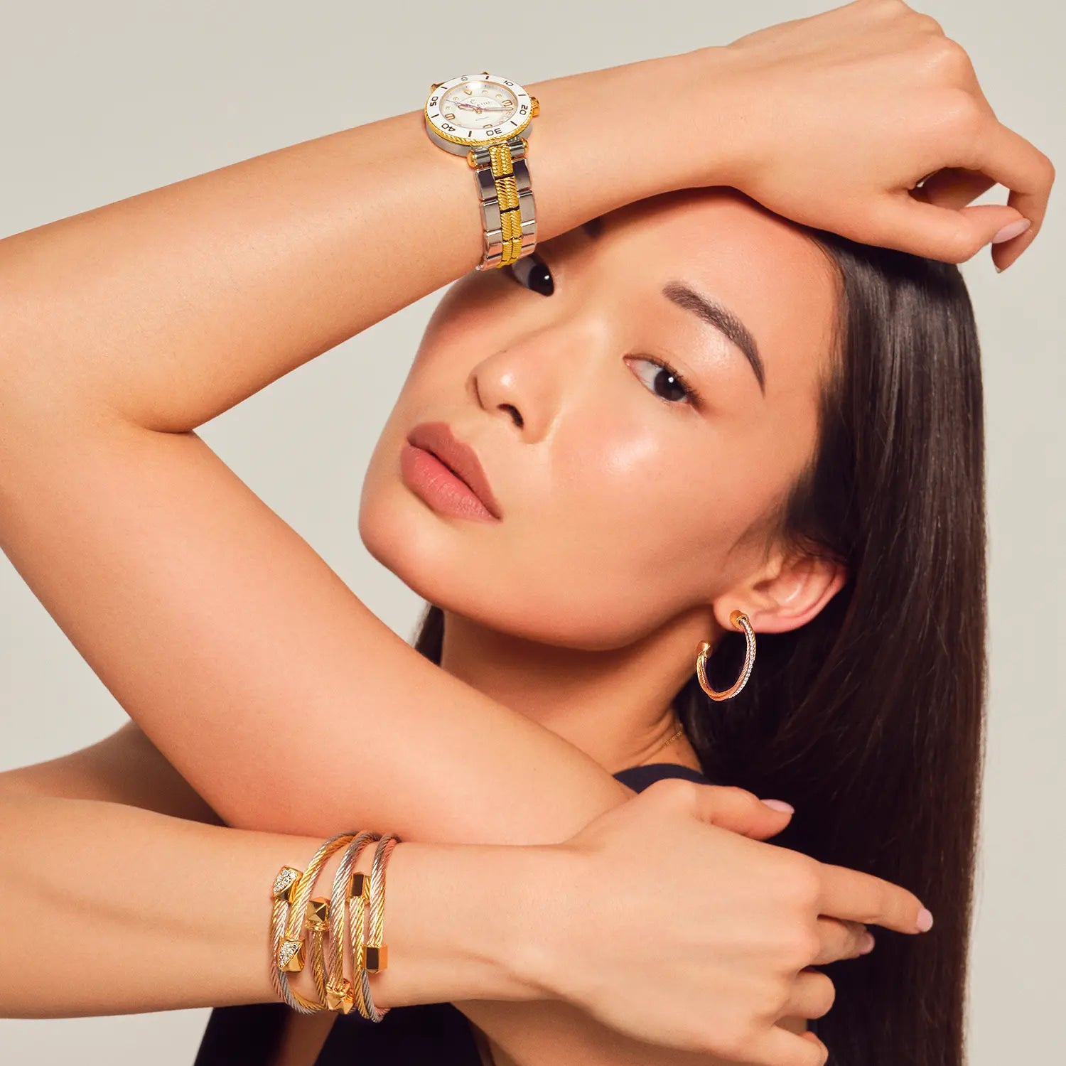 NAVIGATOR SURF, 36MM, AUTOMATIC CALIBRE, WHITE DIAL, WHITE BEZEL, STEEL BICOLOR INTERCHANGEABLE BRACELET - Charriol Geneve - Watch