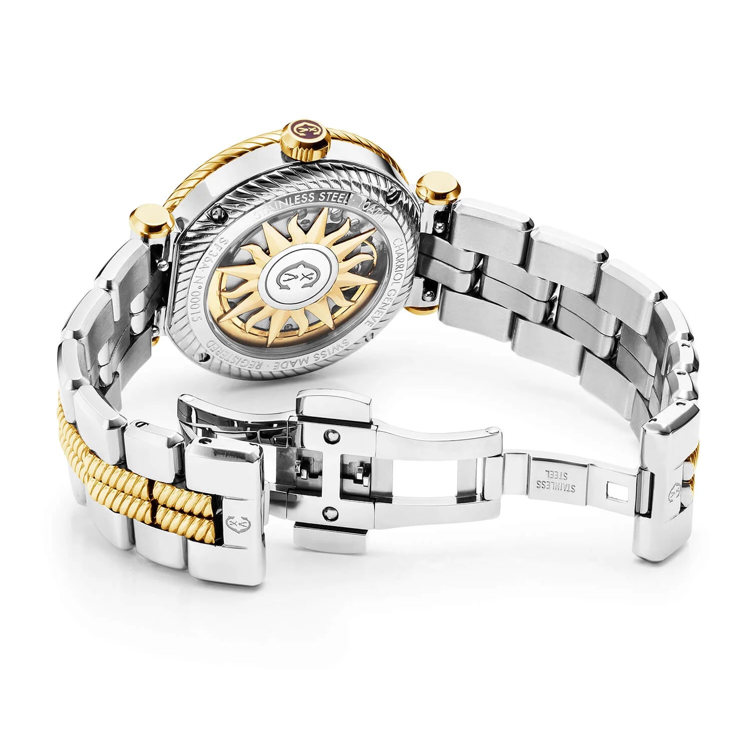 NAVIGATOR SURF, 36MM, AUTOMATIC CALIBRE, WHITE DIAL, WHITE BEZEL, STEEL BICOLOR INTERCHANGEABLE BRACELET - Charriol - Watch