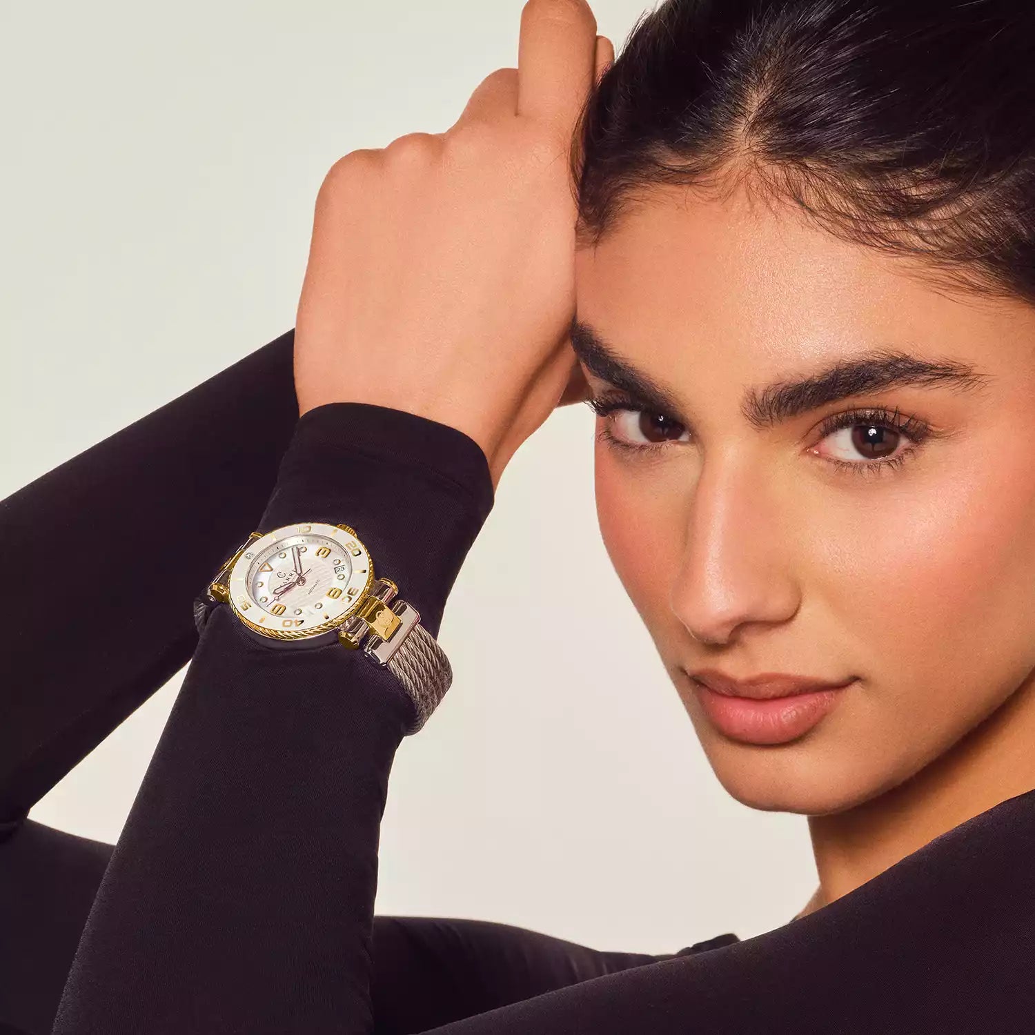 NAVIGATOR SURF, 36MM, AUTOMATIC CALIBRE, WHITE DIAL, WHITE BEZEL, STEEL CABLE INTERCHANGEABLE BRACELET - Charriol Geneve - Watch