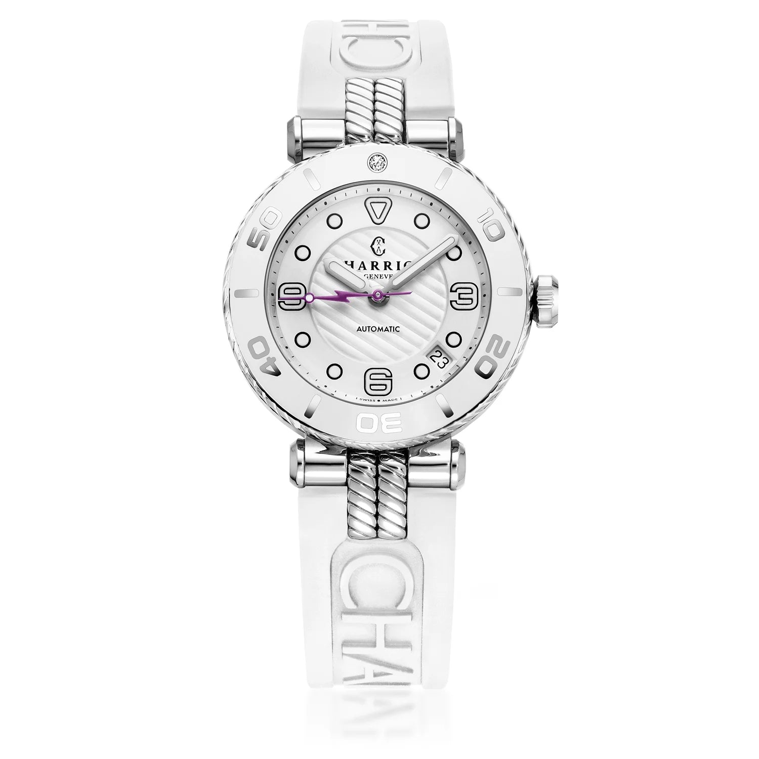 NAVIGATOR SURF, 36MM, AUTOMATIC CALIBRE, WHITE DIAL, WHITE BEZEL, WHITE RUBBER INTERCHANGEABLE BRACELET - Charriol Geneve - Watch