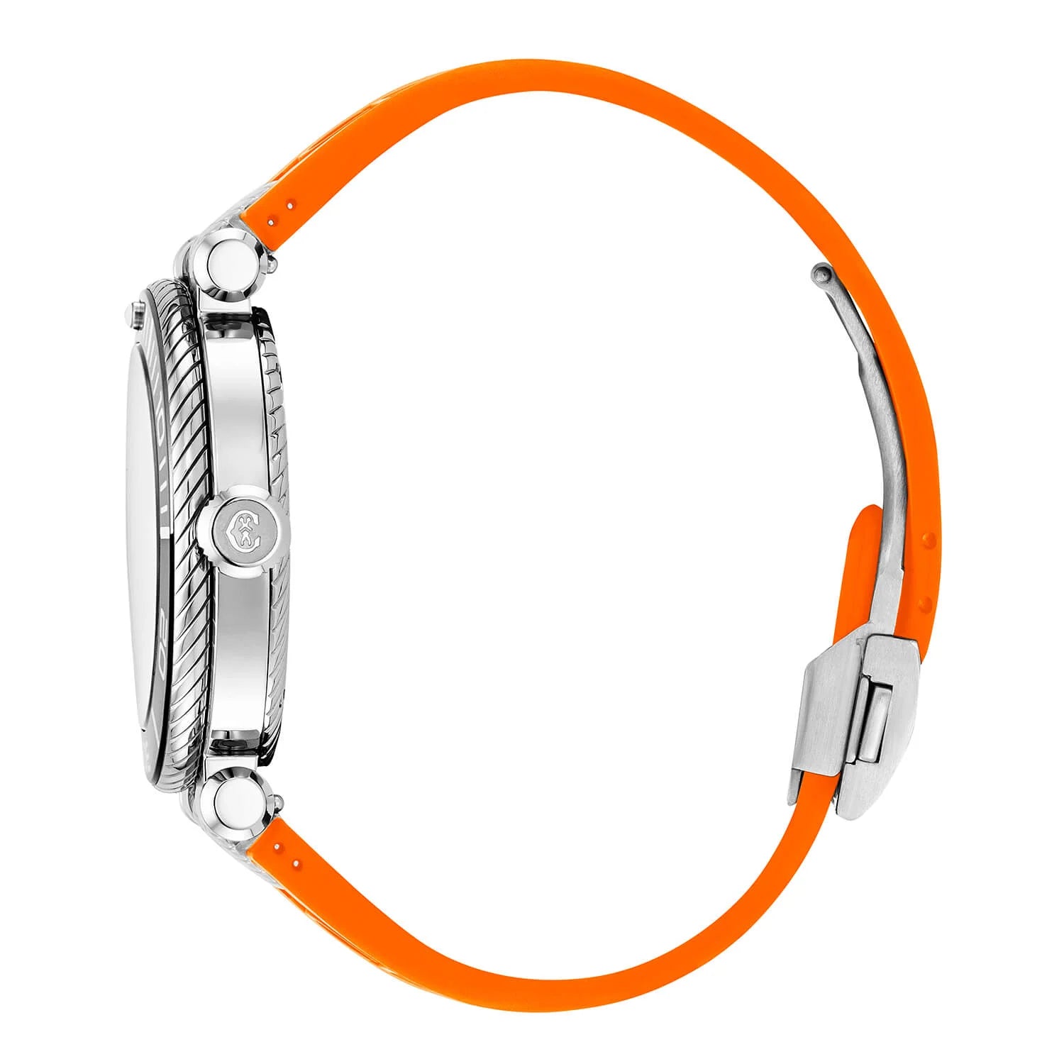 NAVIGATOR SURF, 41MM, AUTOMATIC CALIBRE, BLACK LUMINOVA DIAL, BLACK AND SILVER BEZEL, ORANGE RUBBER INTERCHANGEABLE BRACELET - © 2024 Charriol - Watch