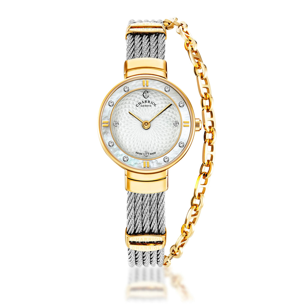 時計 Charriol Saint-Tropez Shell Dial 2370 T-TROPEZ-GUILLOCHE-25MM-WHITE-