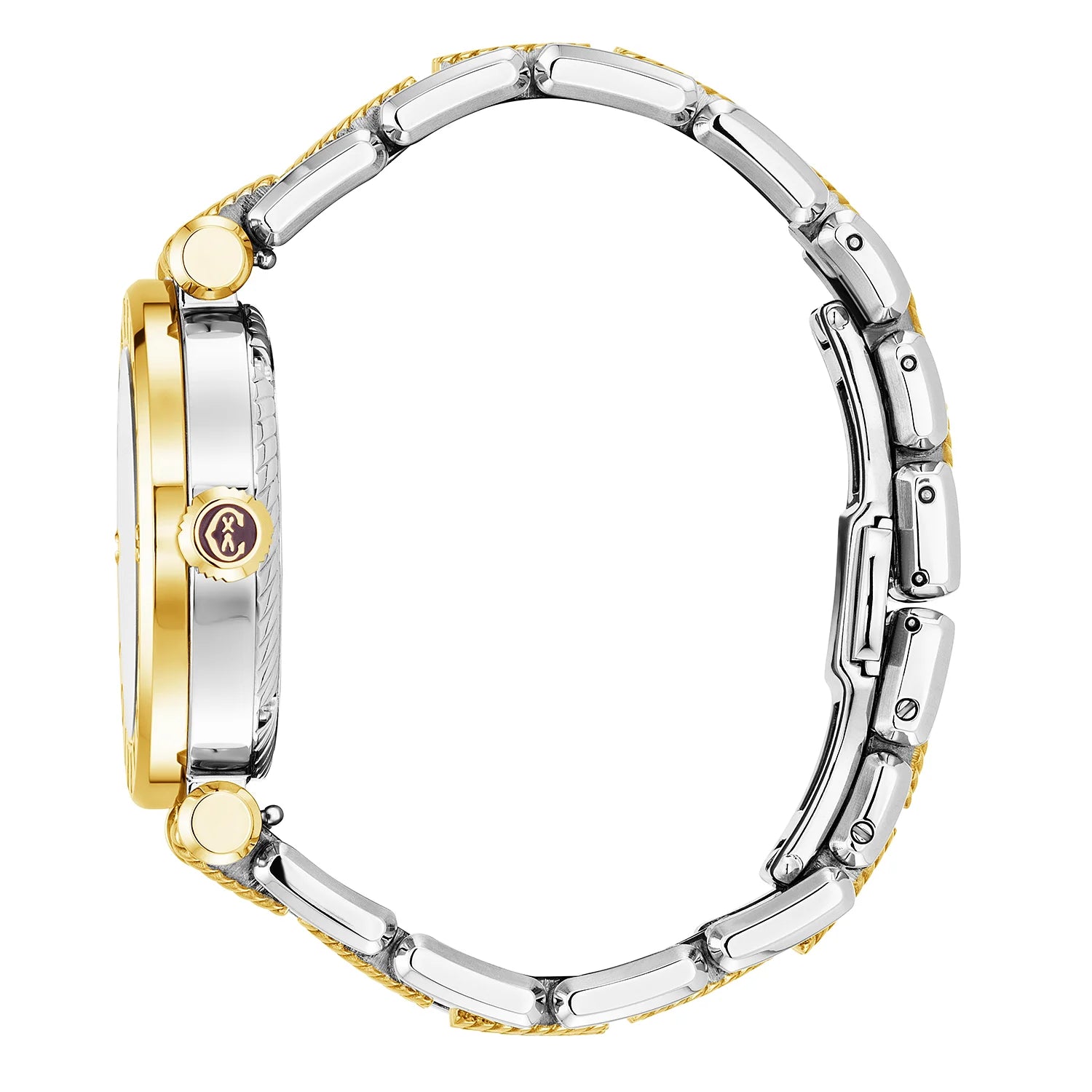 St Tropez Cruise 36mm Watch Light Grey & Yellow Gold Bracelet, Yellow Gold & 2 Screws Bezel and White MOP Dial - Charriol Geneve -  Watch