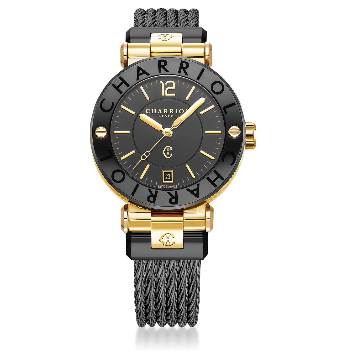 PHILIPPE CHARRIOL 腕時計 クォーツ ゴールド/ブラック Black Watch for Men - NAVIGATOR CRUISE 41MM, Charriol Elegance