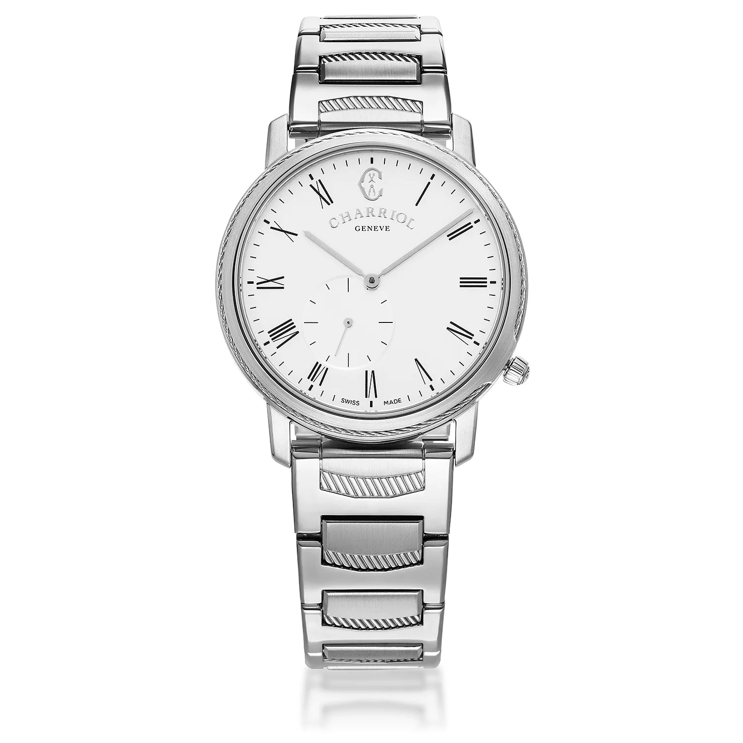 Charriol Celtic Legacy 40mm Quartz Calibre White Dial Steel Bracelet