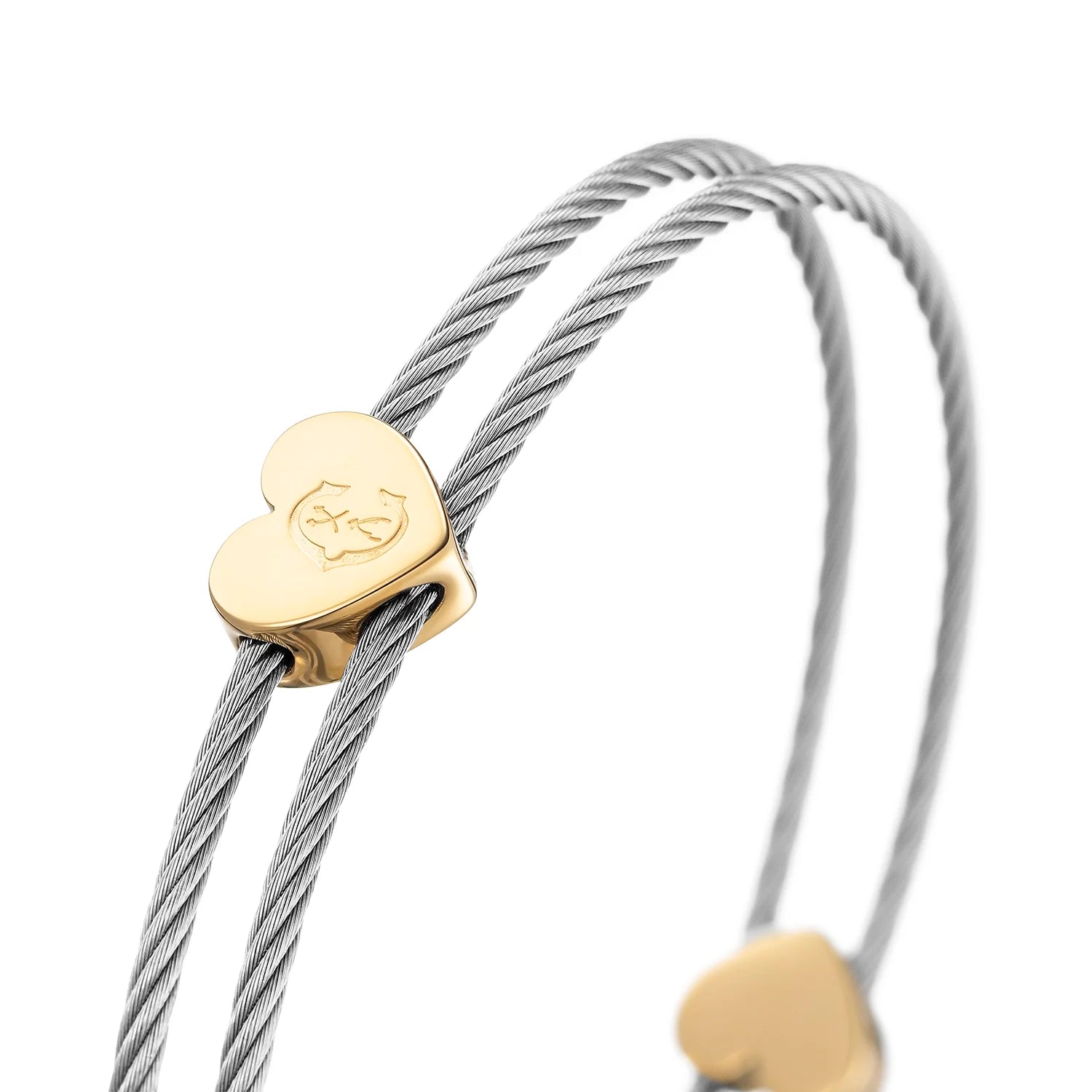 Discover Cable Signature Coup de Foudre Hearts Bangle - Charriol.com