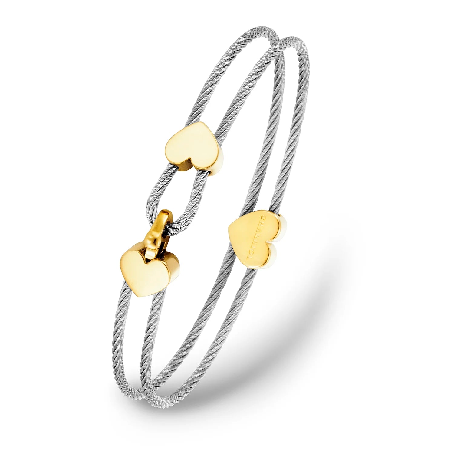 Discover Cable Signature Coup de Foudre Hearts Bangle - Charriol.com