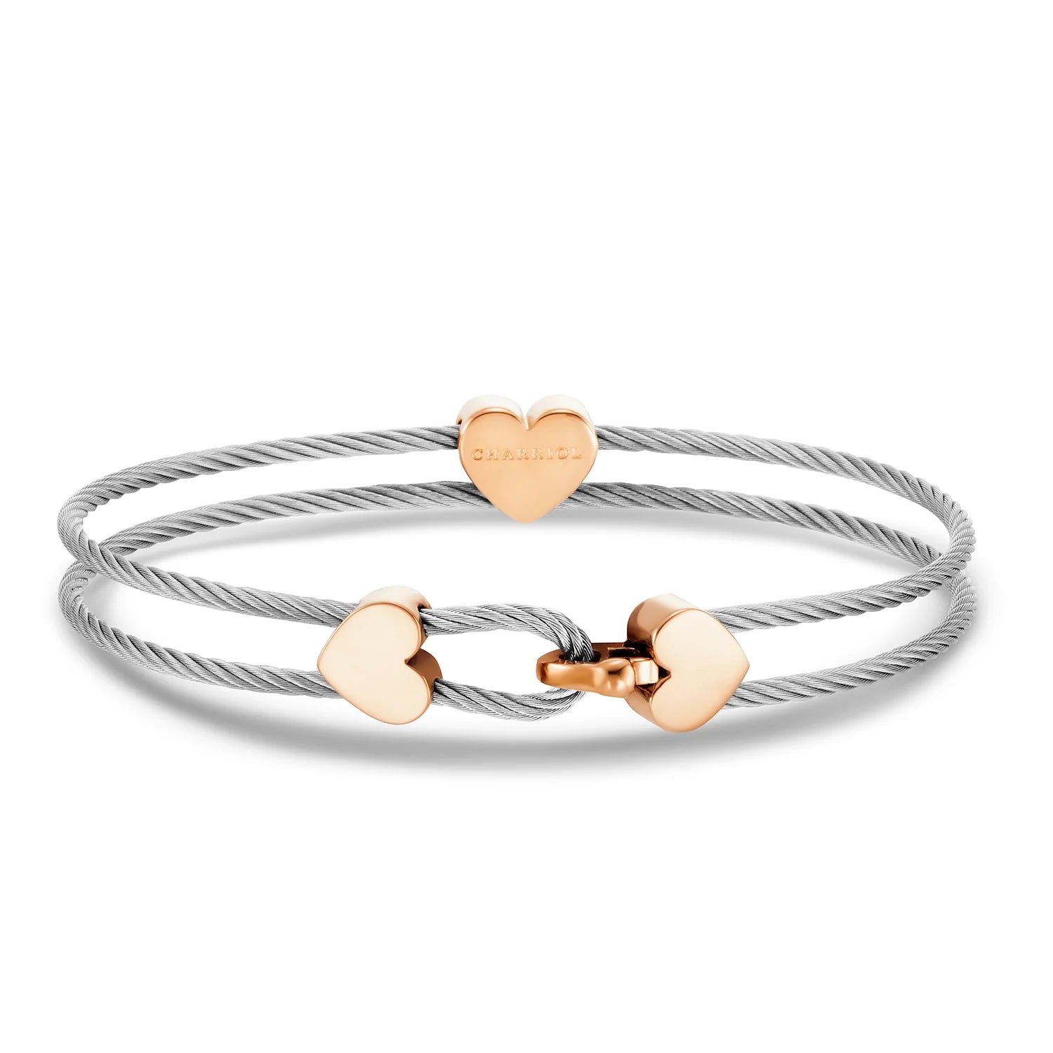 Discover Cable Signature Coup de Foudre Hearts Bangle - Charriol.com Discover Cable Signature Coup de Foudre Hearts Bangle - Charriol.com