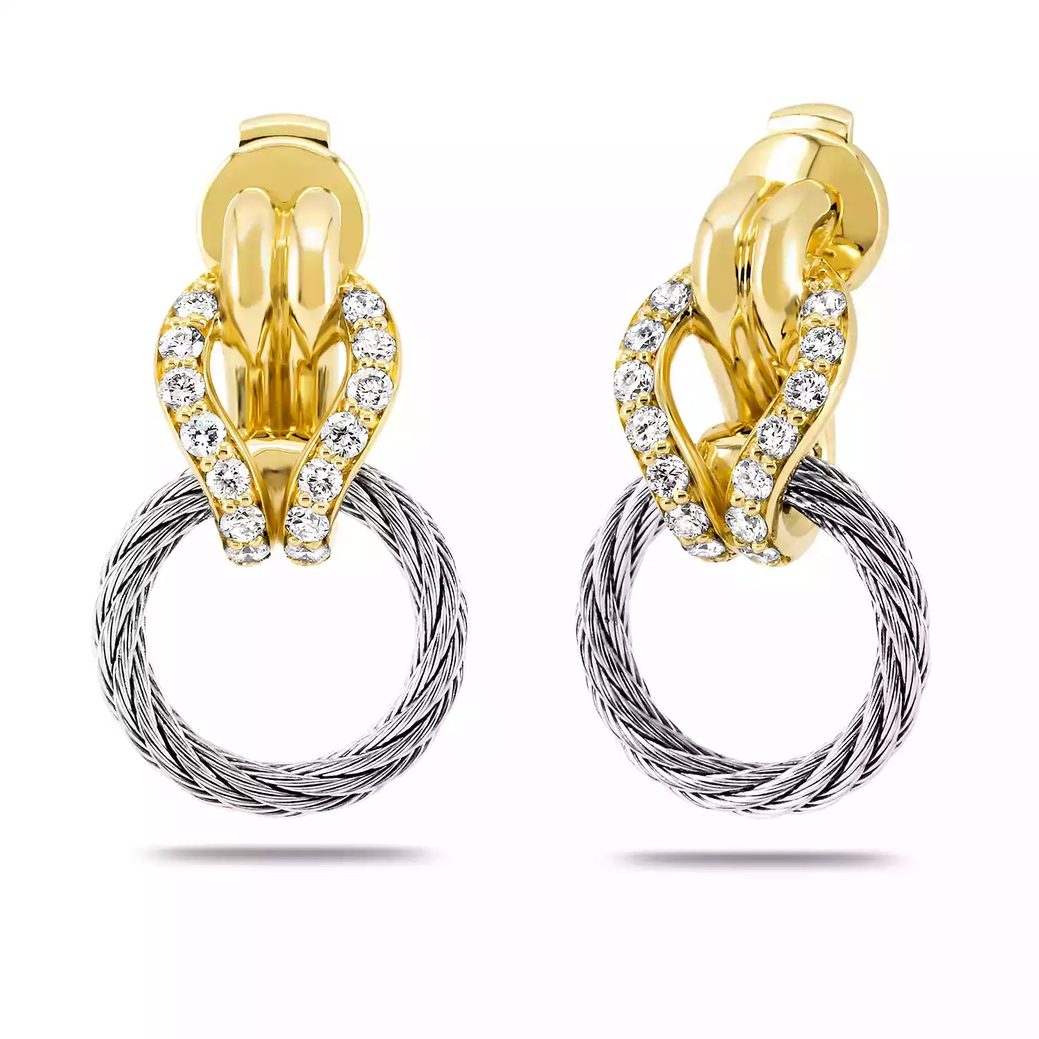 Boucles D'oreilles Charriol Celtic Classique - Or 18 Carats Et Câble Diamant - Neuf Avec étiquettes