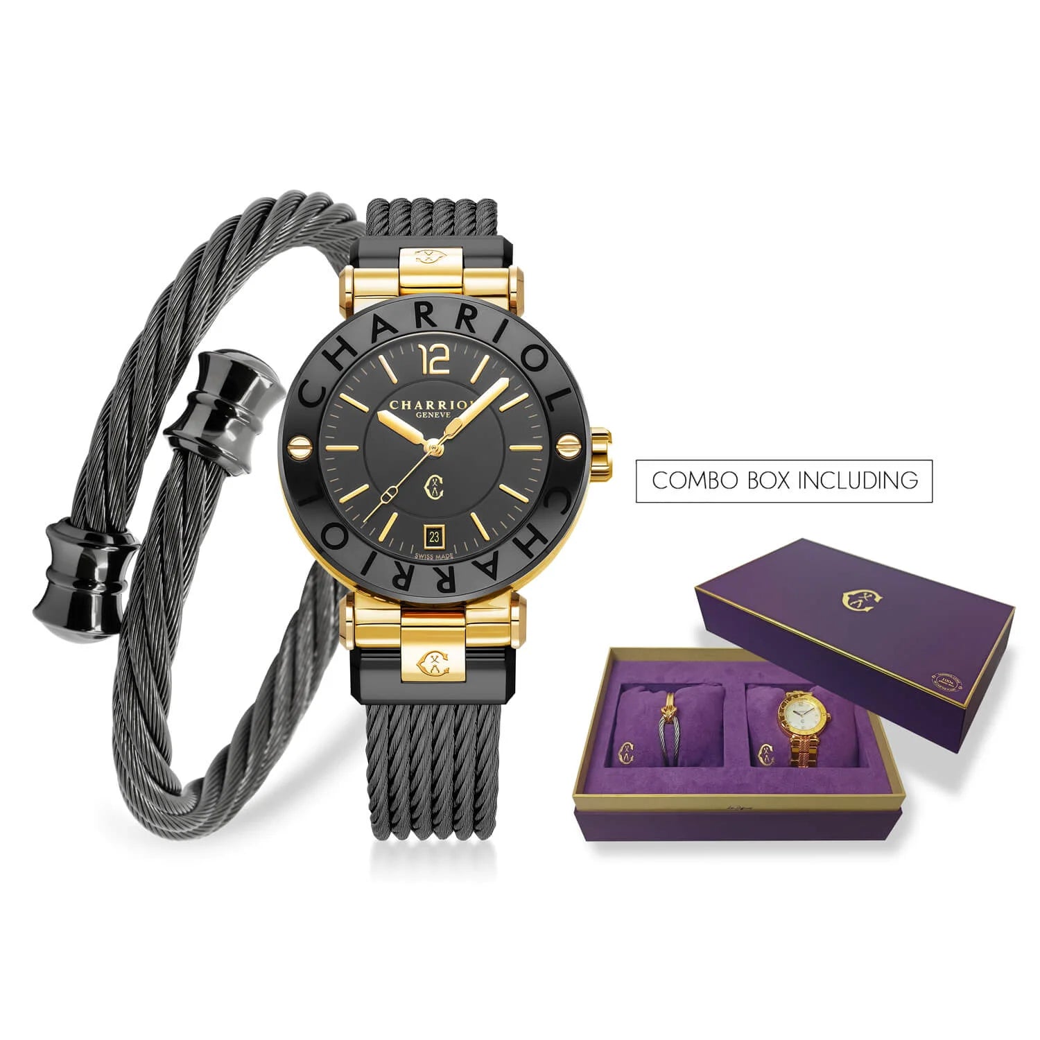 Combo Set Andres – Elegant Watch & Cable Bracelet Duo