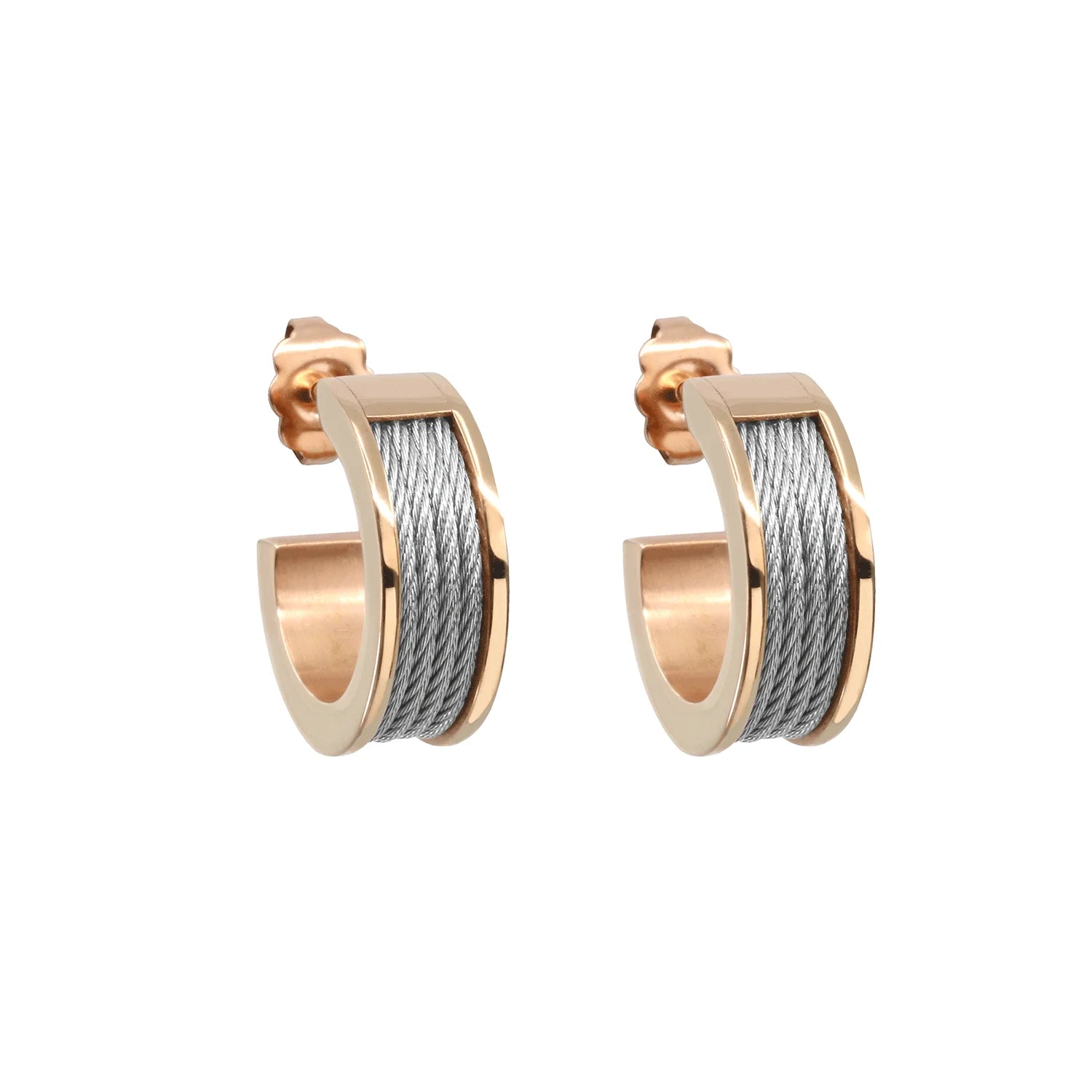 Boucles D'oreilles Créoles Charriol Alor - Or 18 Carats Et Diamants, Neuves