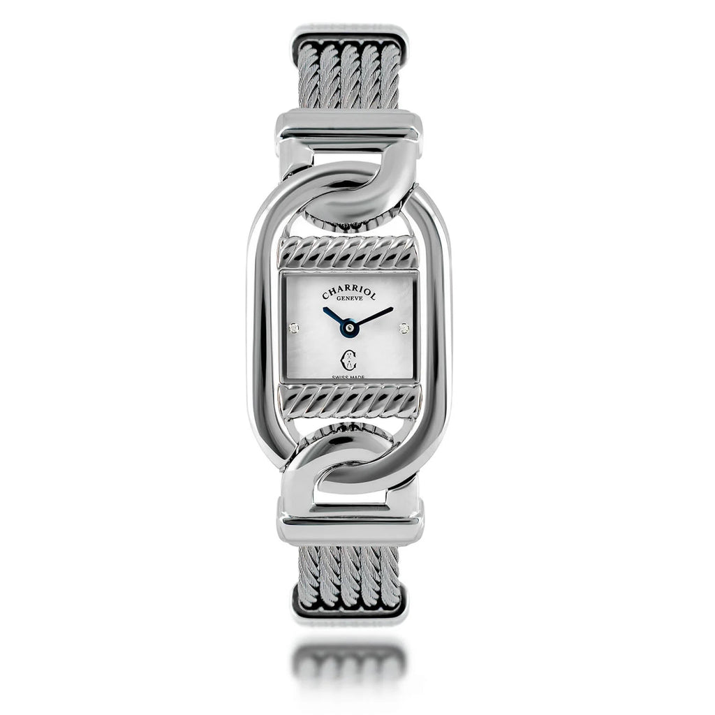 Elegant Jewel-Watch: Mariner's Luxury Steel Case & Diamonds Dial