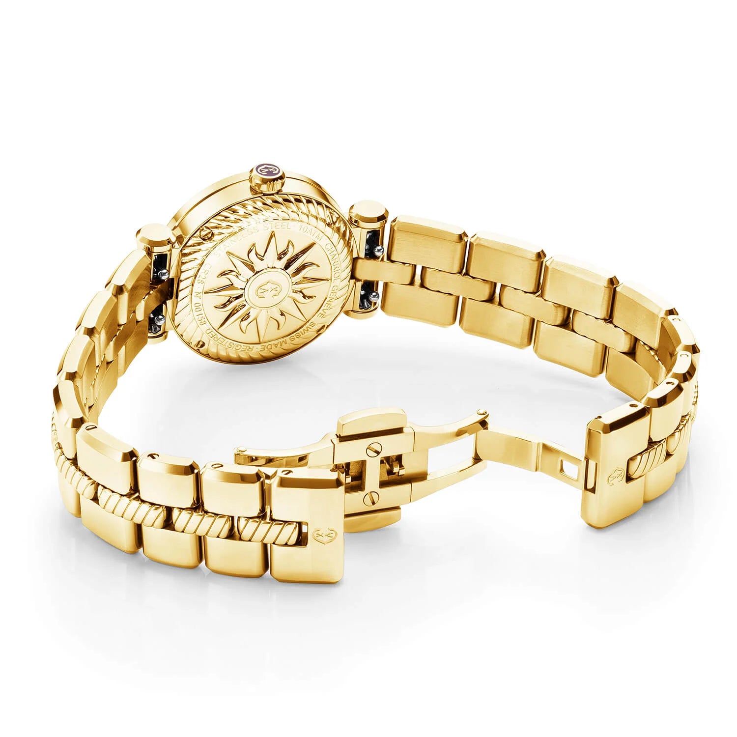 St Tropez Cruise Watch White and Yellow GoldSt Tropez Cruise 28mm Watch Yellow Gold Bracelet, Yellow Gold & 2 Screws Bezel and White MOP Dial - Charriol Geneve -  Watch