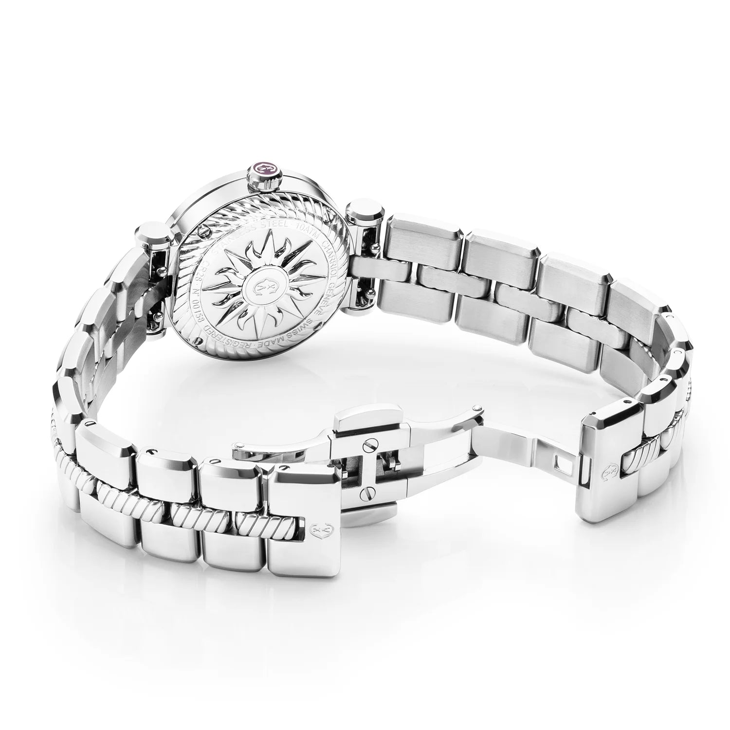 NAVIGATOR CRUISE, 28MM, MOTHER-OF-PEARL WITH 12 DIAMONDS DIAL, 30 DIAMONDS BEZEL, STEEL INTERCHANGEABLE BRACELET - Charriol Geneve -  Watch