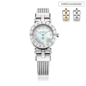 NAVIGATOR CRUISE, 28MM, QUARTZ CALIBRE, MOTHER-OF-PEARL DIAL, "CHARRIOL CHARRIOL" BEZEL, STEEL CABLE INTERCHANGEABLE BRACELET - Charriol Geneve -  Watch