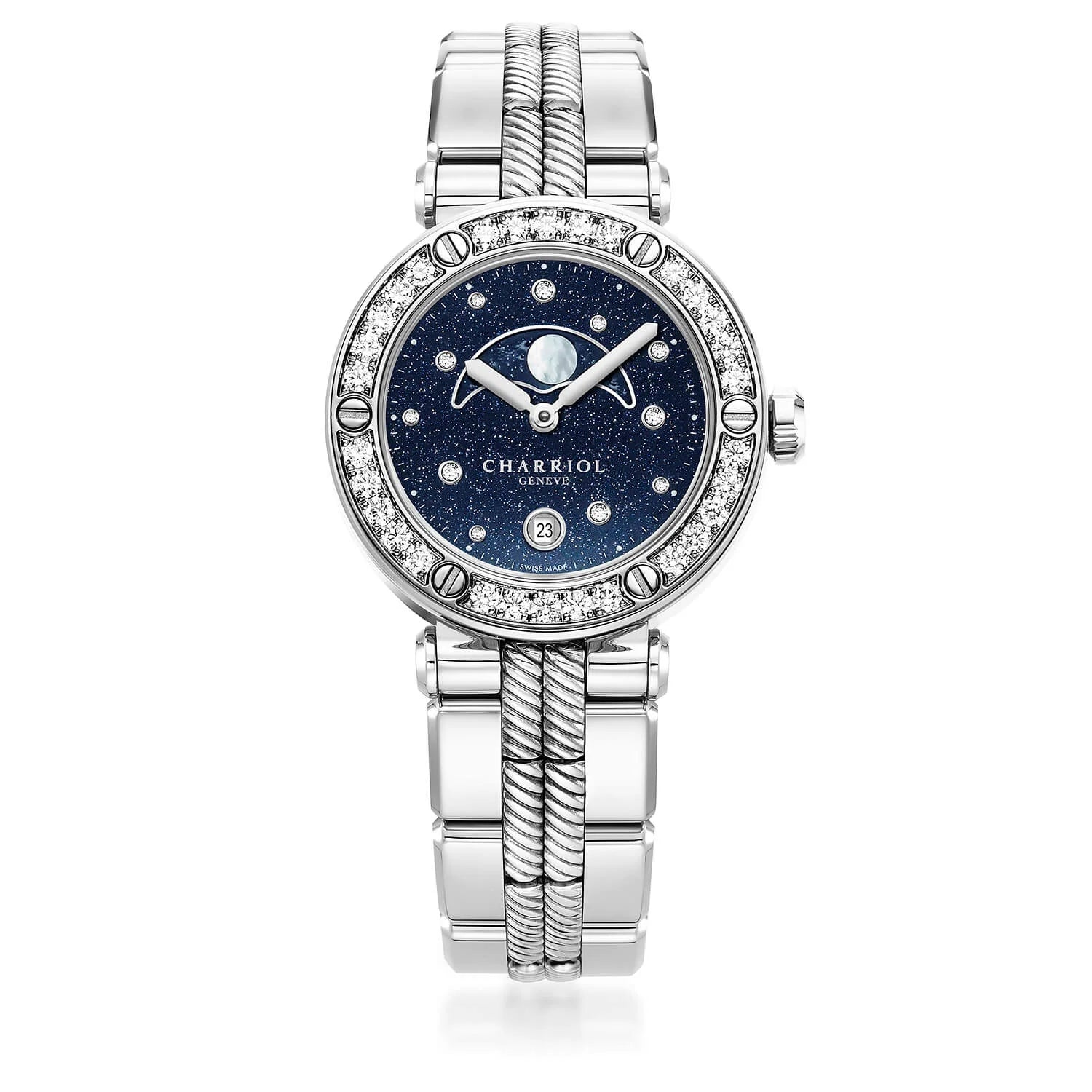 36mm Diamonds Watch - NAVIGATOR CRUISE Moon Phase Quartz Luxury