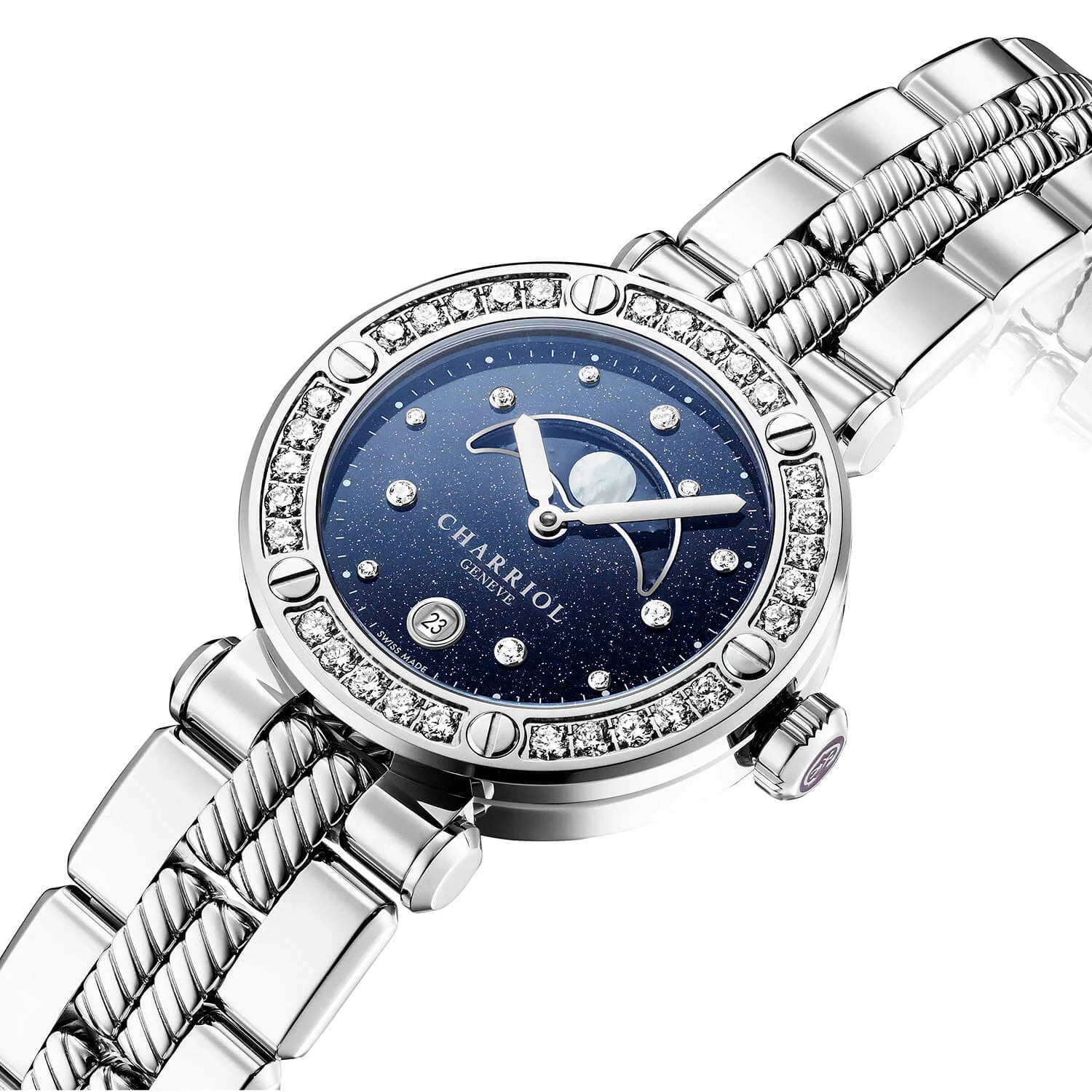 36mm Diamonds Watch - NAVIGATOR CRUISE Moon Phase Quartz Luxury