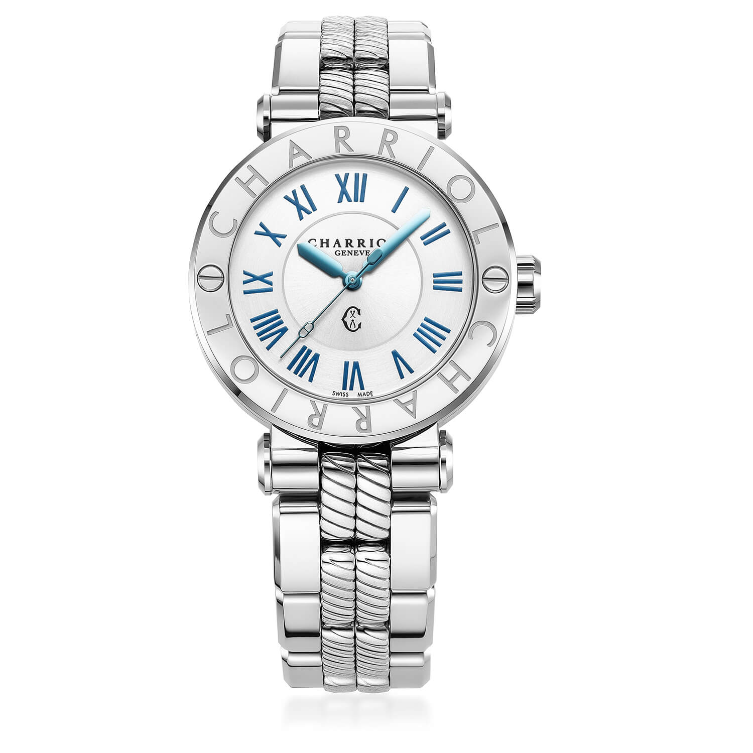 Quartz Watch Men: Elegant NAVIGATOR CRUISE by Charriol - 41MM Steel