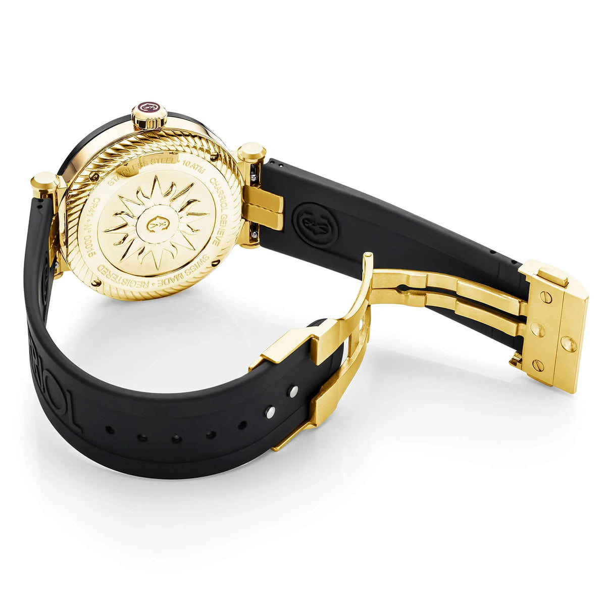NAVIGATOR CRUISE, 41MM, QUARTZ CALIBRE, BLACK WITH YELLOW 2 ARABIC AND 9 INDEX DIAL, STEEL BLACK PVD "CHARRIOL CHARRIOL" WITH 2 SCREWS BEZEL, BLACK RUBBER INTERCHANGEABLE BRACELET - © 2024 Charriol -  Watch