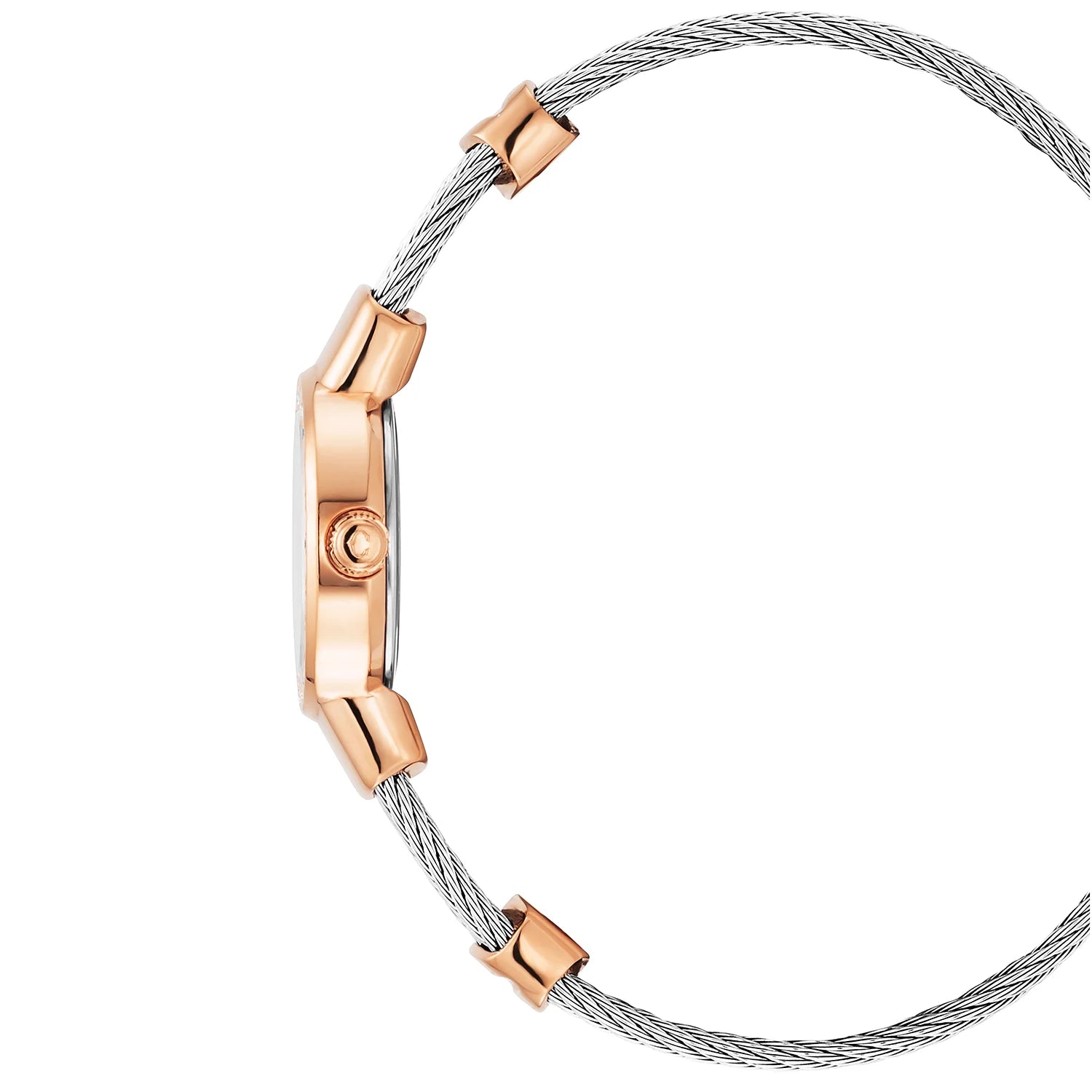 St Tropez Icon 20mm Watch Rose Gold PVD, Steel Cable, 48 Diamonds Bezel and White MOP Dial - Charriol Geneve -  Watch