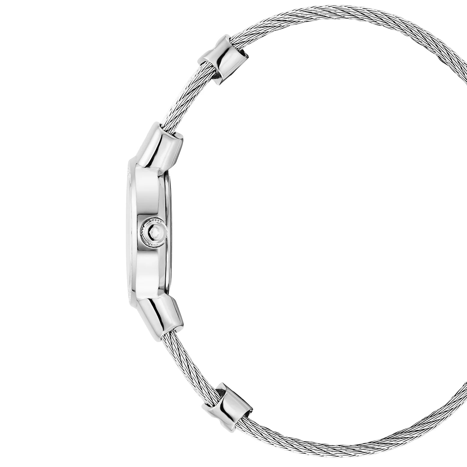 St Tropez Icon 20mm Watch Stainless Steel, Steel Cable, 48 Diamonds Bezel and White MOP Dial - Charriol Geneve -  Watch