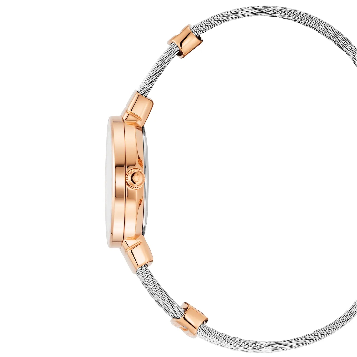 ST TROPEZ, 25MM, QUARTZ CALIBRE, MOTHER-OF-PEARL DIAL, ROSE GOLD PVD BEZEL, STEEL CABLE BRACELET - Charriol Geneve -  Watch