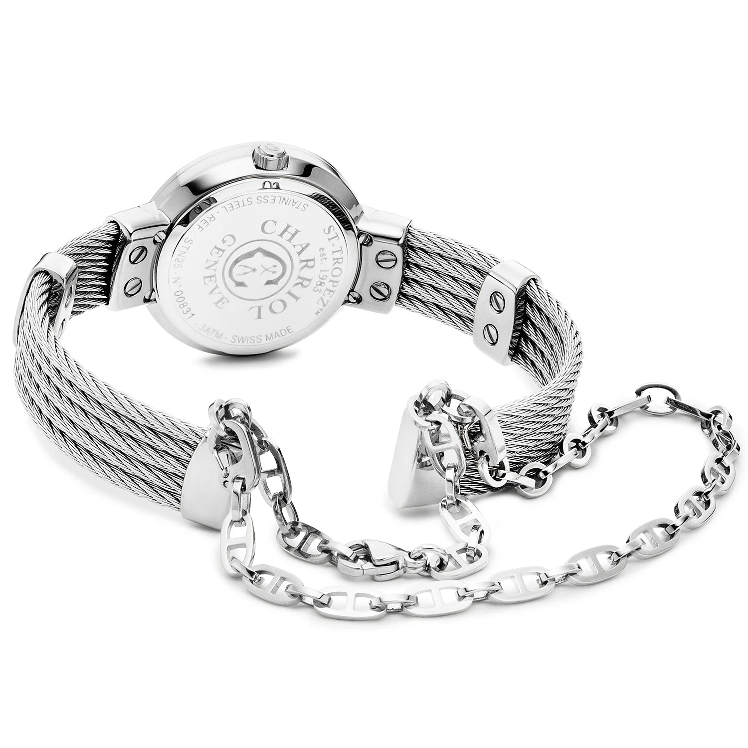 ST TROPEZ, 25MM, QUARTZ CALIBRE, MOTHER-OF-PEARL DIAL, STEEL BEZEL, STEEL CABLE BRACELET - Charriol Geneve -  Watch