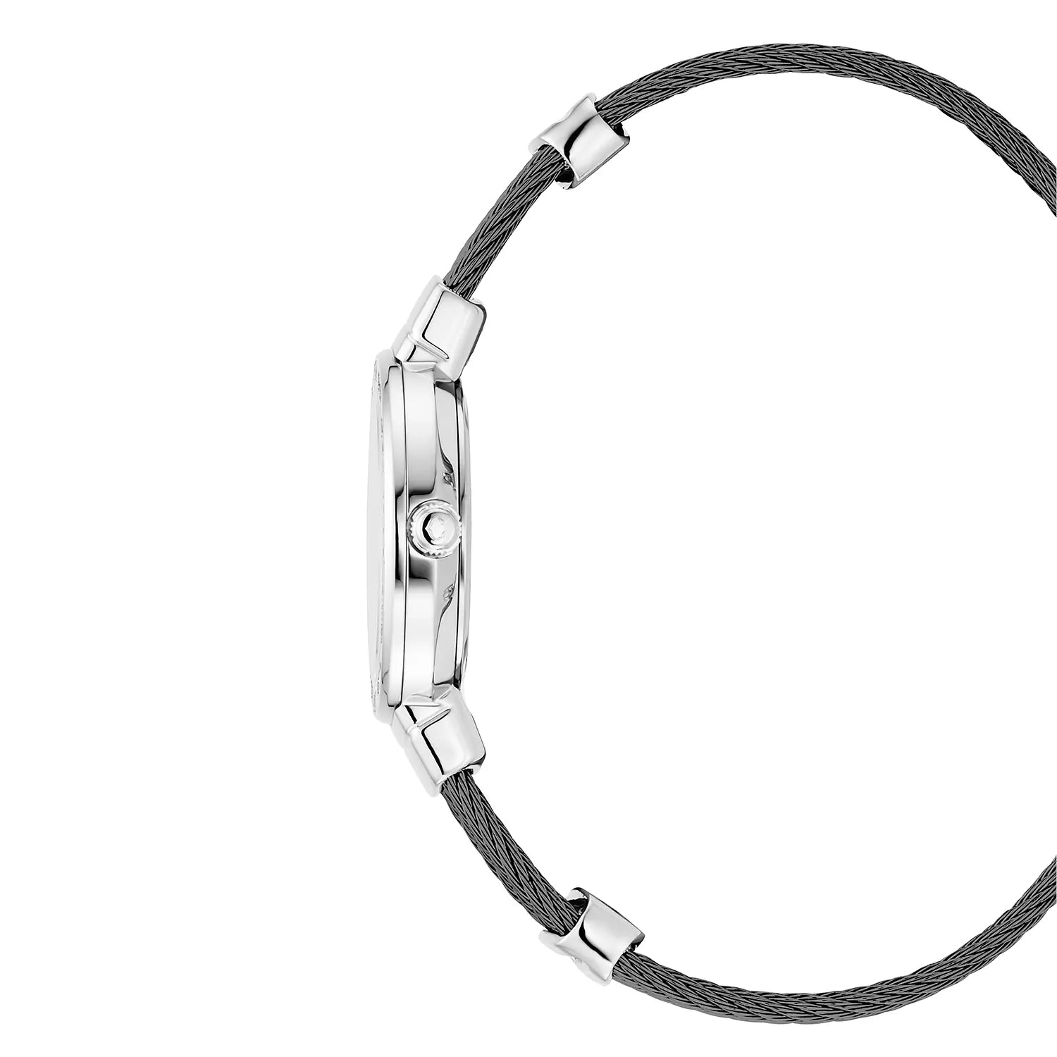 ST TROPEZ, 25MM, QUARTZ CALIBRE, WHITE MOTHER-OF-PEARL WITH ROMAN NUMERALS DIAL, STEEL BEZEL, STEEL BLACK PVD CABLE BRACELET - Charriol Geneve -  Watch