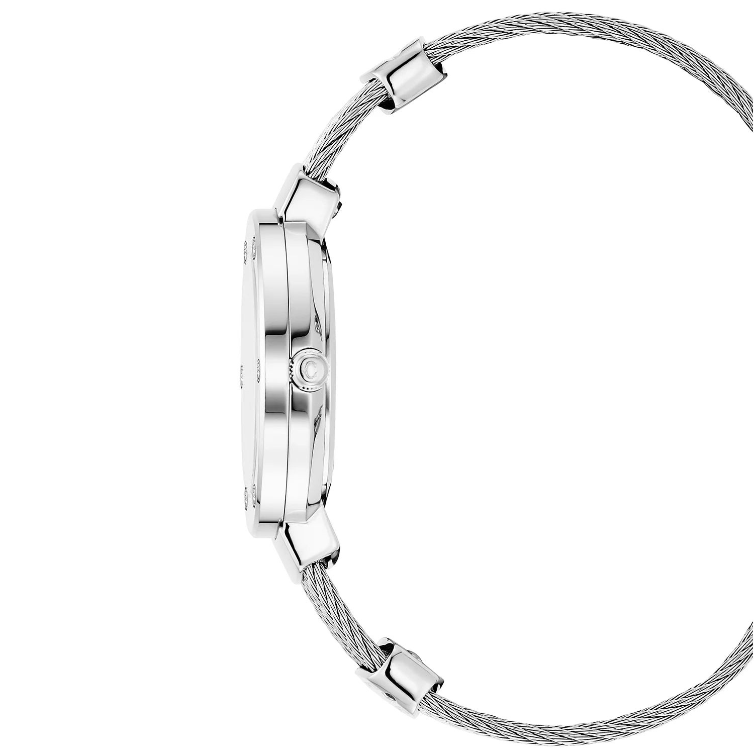 ST TROPEZ, 30MM, QUARTZ CALIBRE, MOTHER-OF-PEARL DIAL, STEEL WITH 6 DIAMONDS BEZEL, STEEL CABLE BRACELET - Charriol Geneve -  Watch