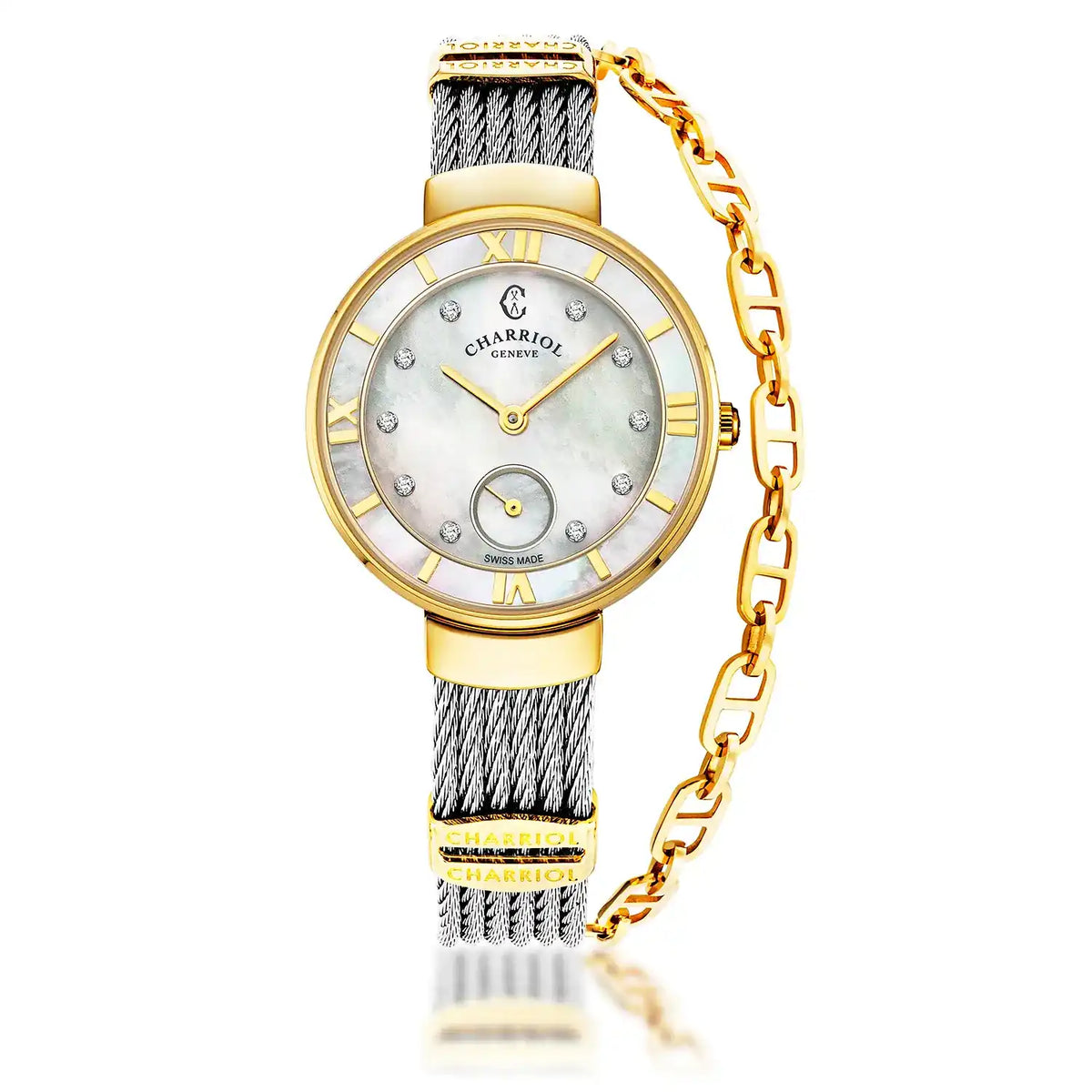 ST TROPEZ, 30MM, QUARTZ CALIBRE, MOTHER-OF-PEARL WITH 10 DIAMONDS DIAL