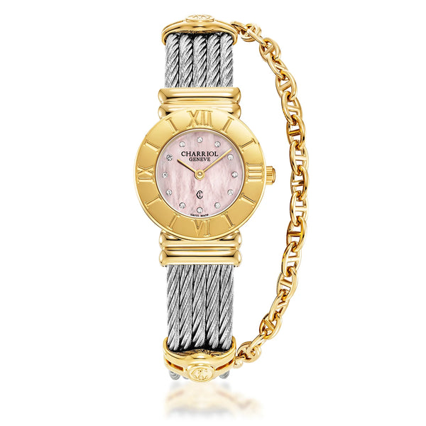 時計 Charriol Saint-Tropez Shell Dial 2370 ST TROPEZ ICON 24.5MM Quartz, Diamants & Bracelet Acier