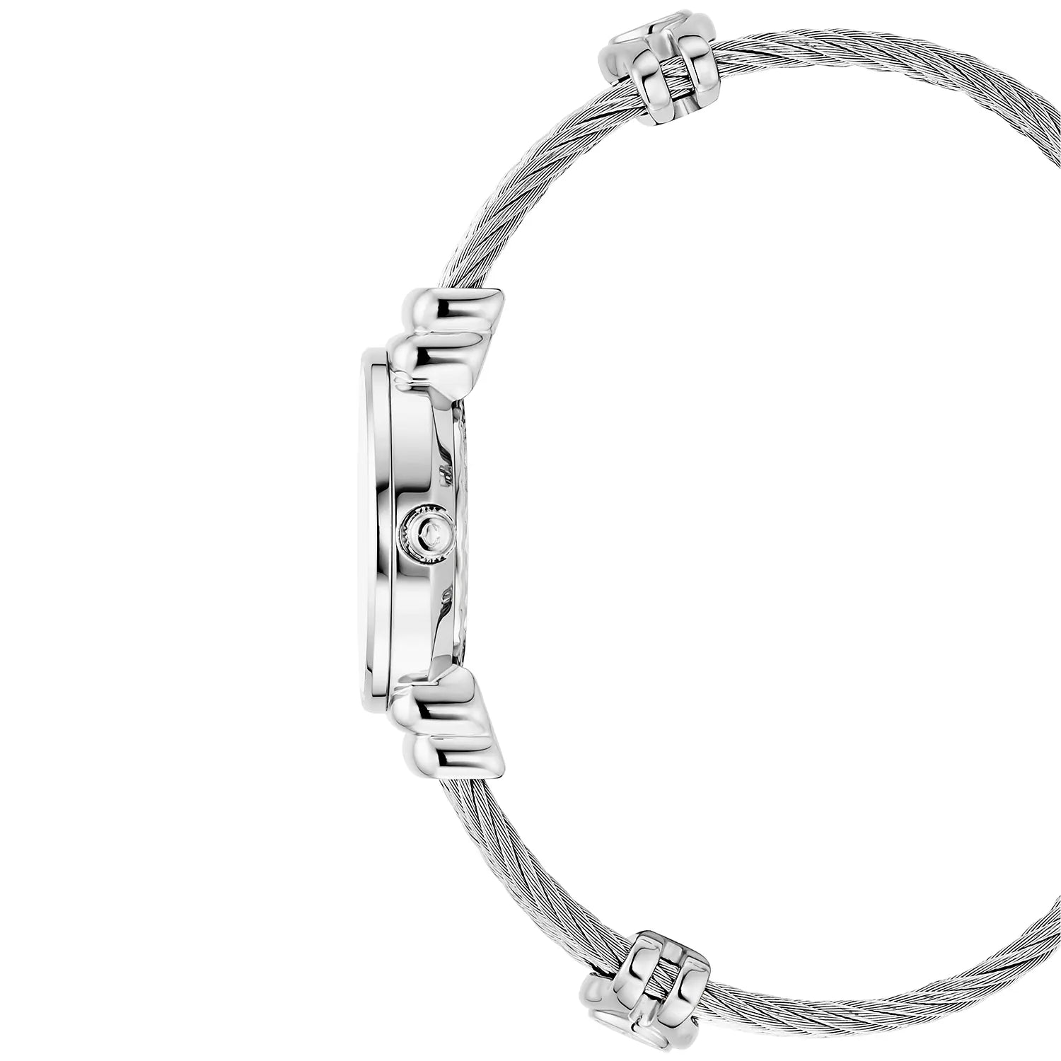 St Tropez Icon 24.5mm Watch Stainless Steel, Steel Cable, 8 Diamonds Bezel and White MOP Dial - Charriol Geneve -  Watch