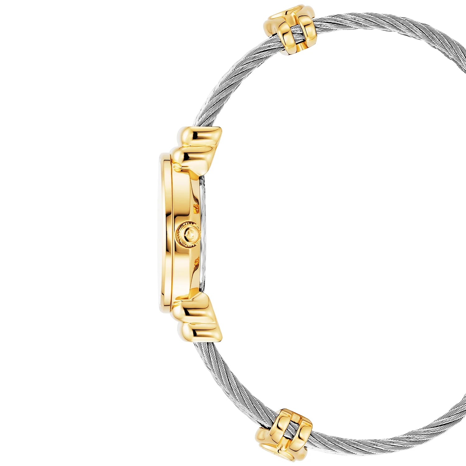 St Tropez Icon 24.5mm Watch Yellow Gold, Steel Cable, Charriol Bezel and 12 Diamonds White MOP Dial - Charriol Geneve -  Watch