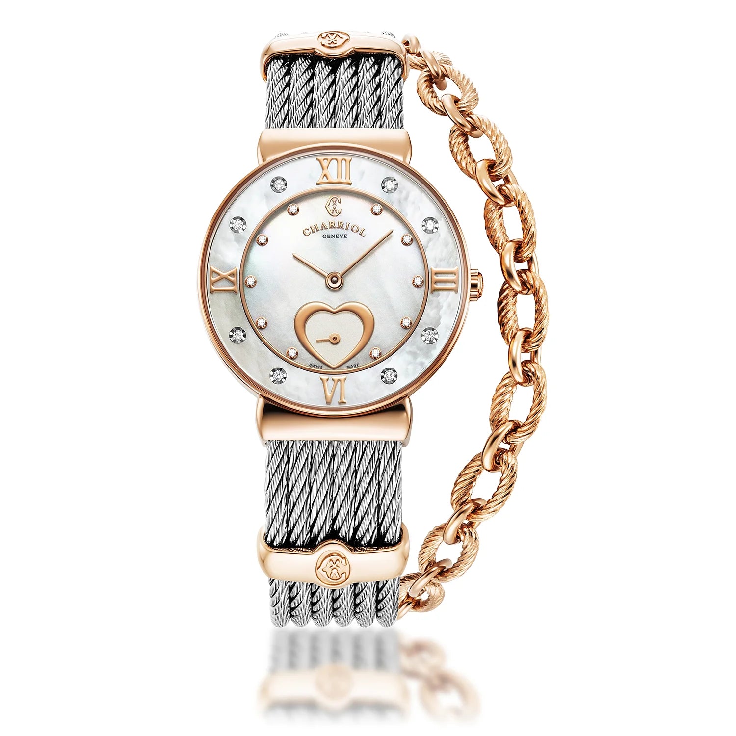 Reloj lujo suizo: ST TROPEZ ICON, 30MM, esfera de nácar y diamantes.