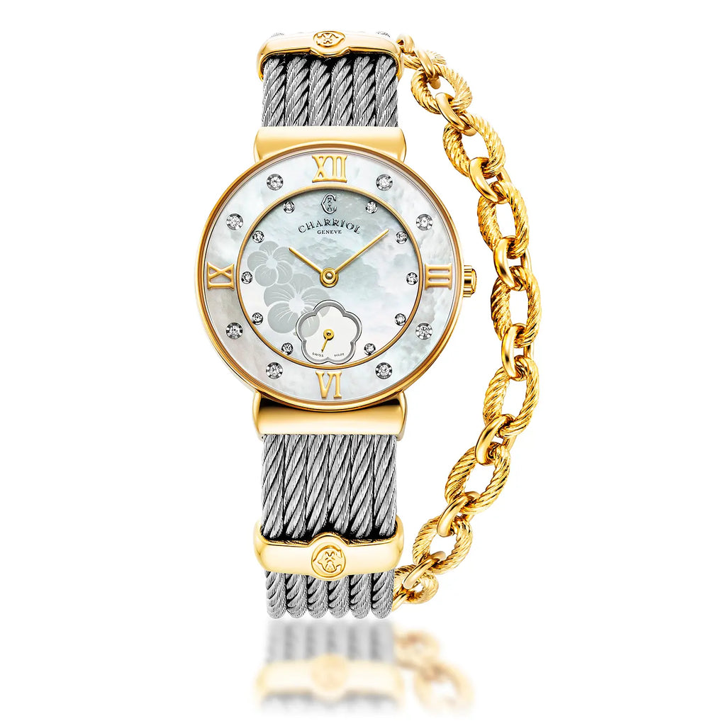 Reloj de cuarzo de lujo para mujer con correa metálica