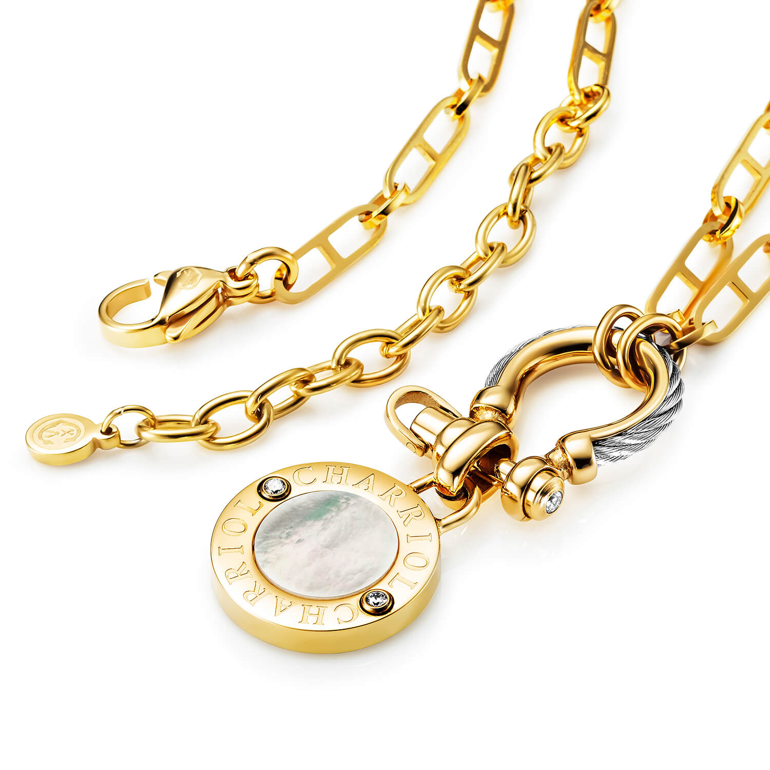 Steel_Yellow Gold with 2 Zirconias_40cm to 45cm