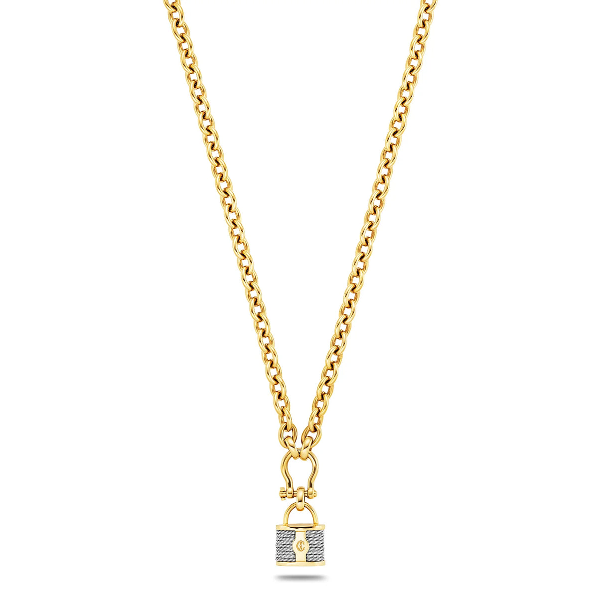 R*様 13742 フィリップシャリオール シルバー ゴールド チョーカー　ネッ Discover St. Tropez® Mariner Shackle & Lock Necklace - Charriol.com