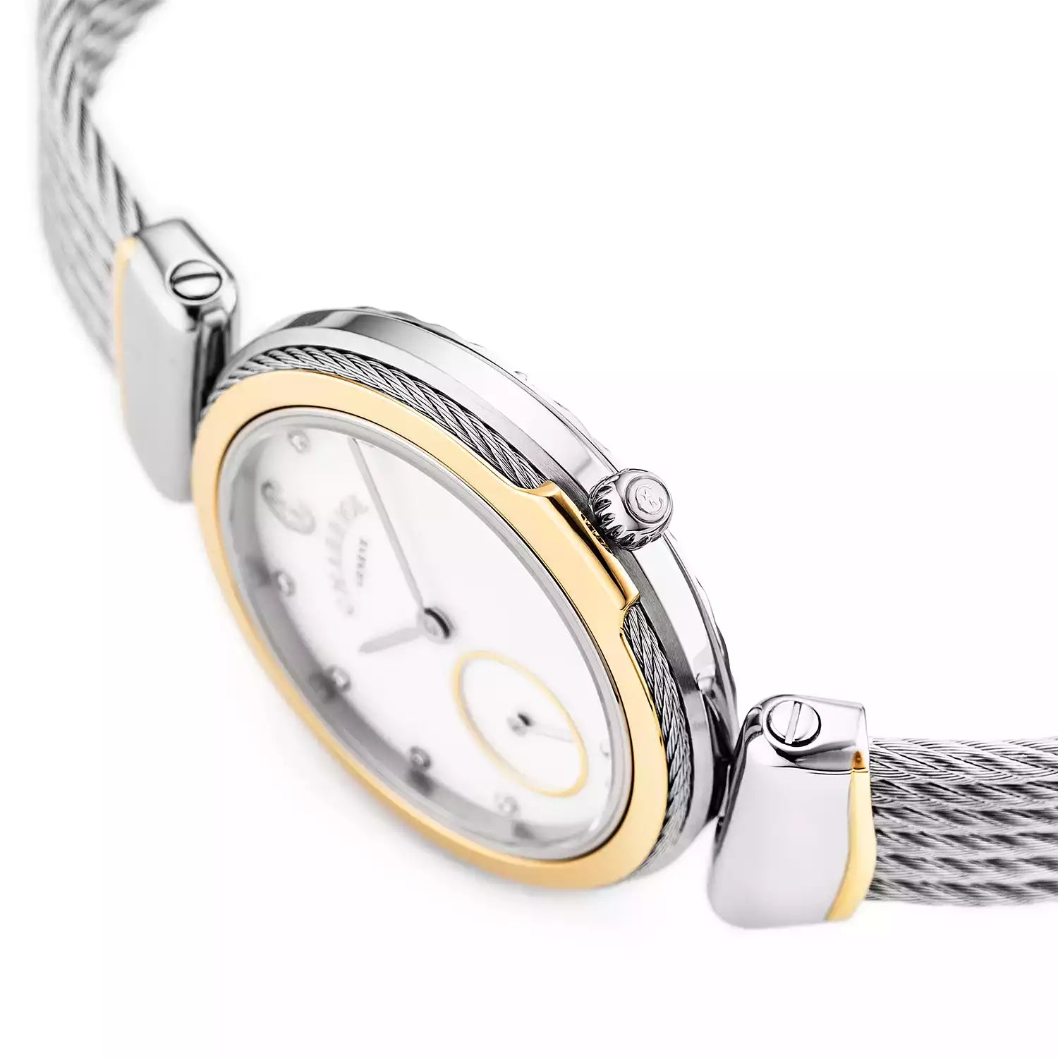 Celtic Legacy 30mm Light Grey Cable, Yellow Gold Bezel and White MOP Dial - Charriol Geneve -  Watch