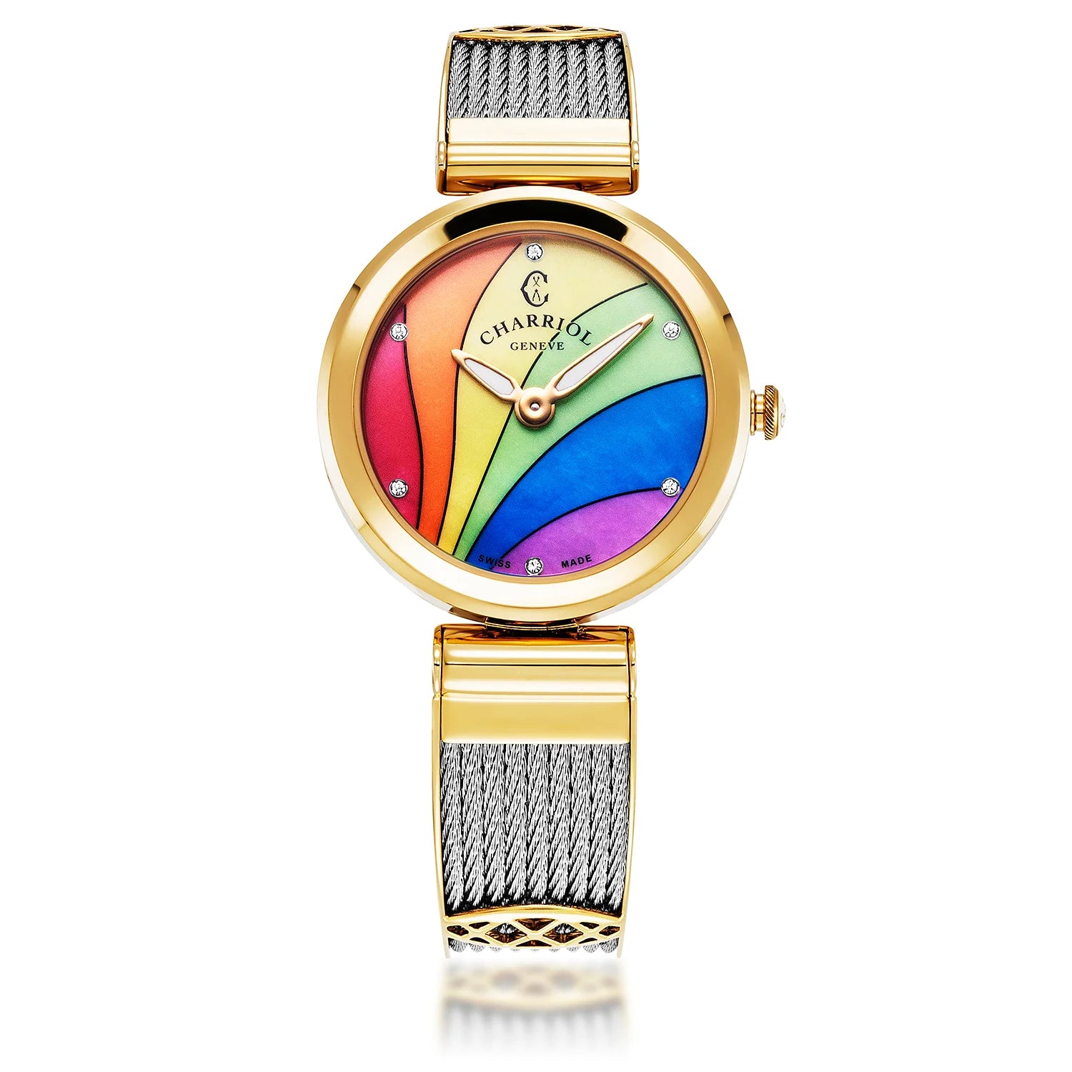 Forever Watch Rainbow motif and Yellow Gold - Charriol Geneve -  Watch