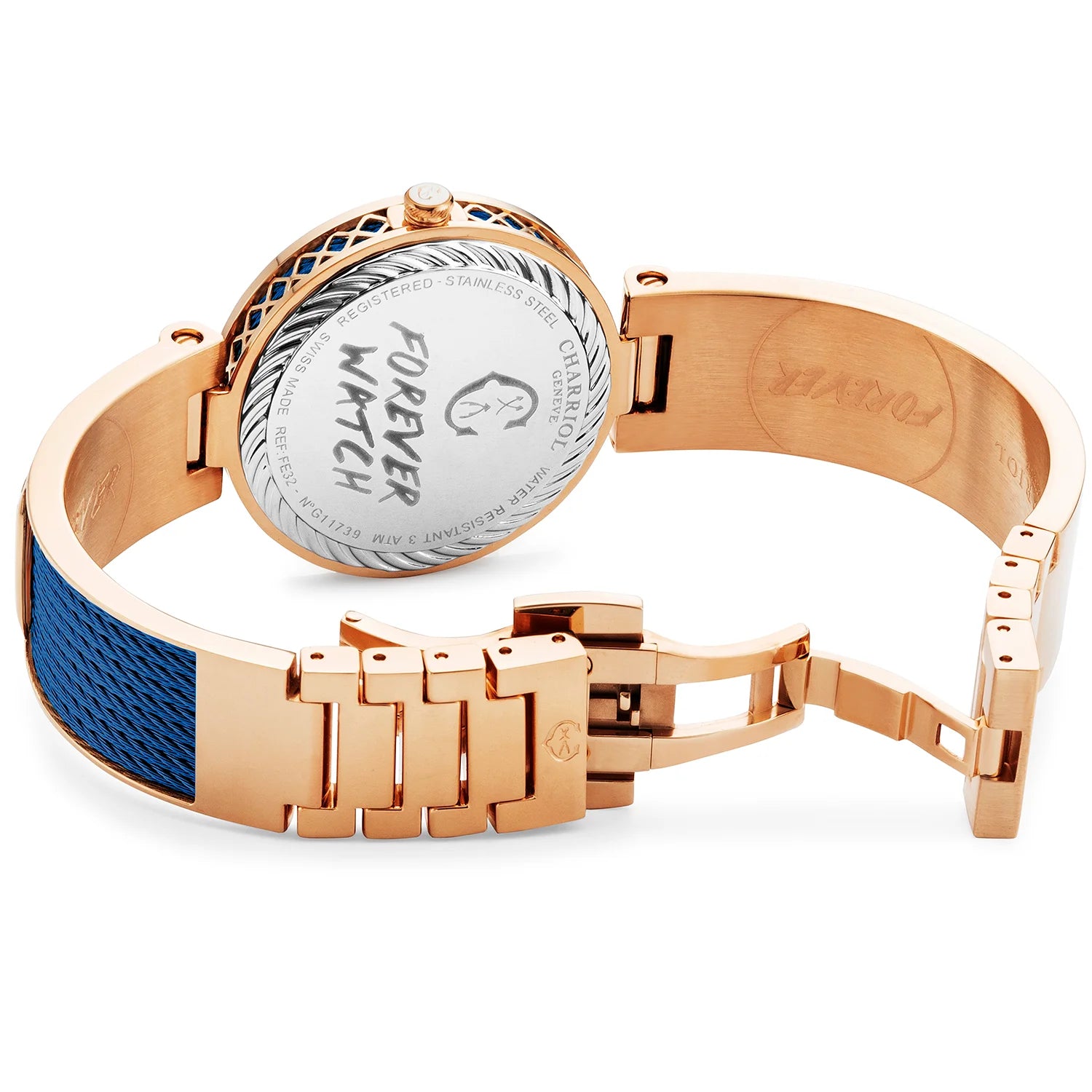 Forever Watch Blue with gold turtles and Rose Gold - Charriol Geneve -  Watch